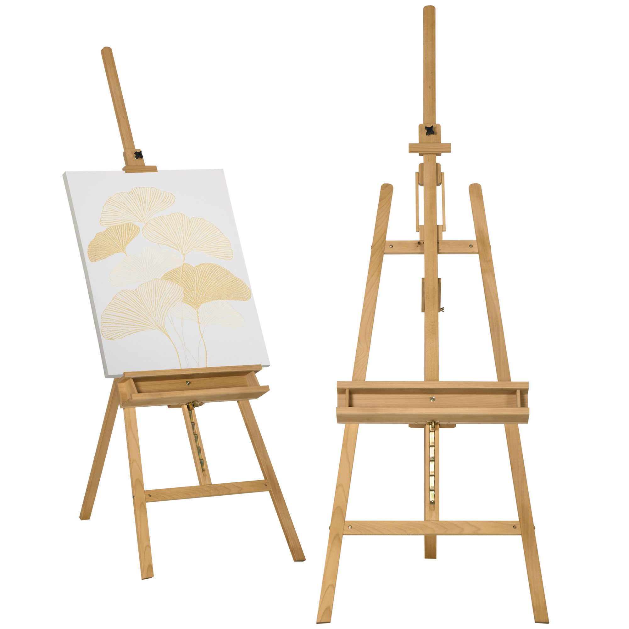 Staffelei, Höhenverstellbar, Klappbar, 65 X 110 X 235 Cm, Natur