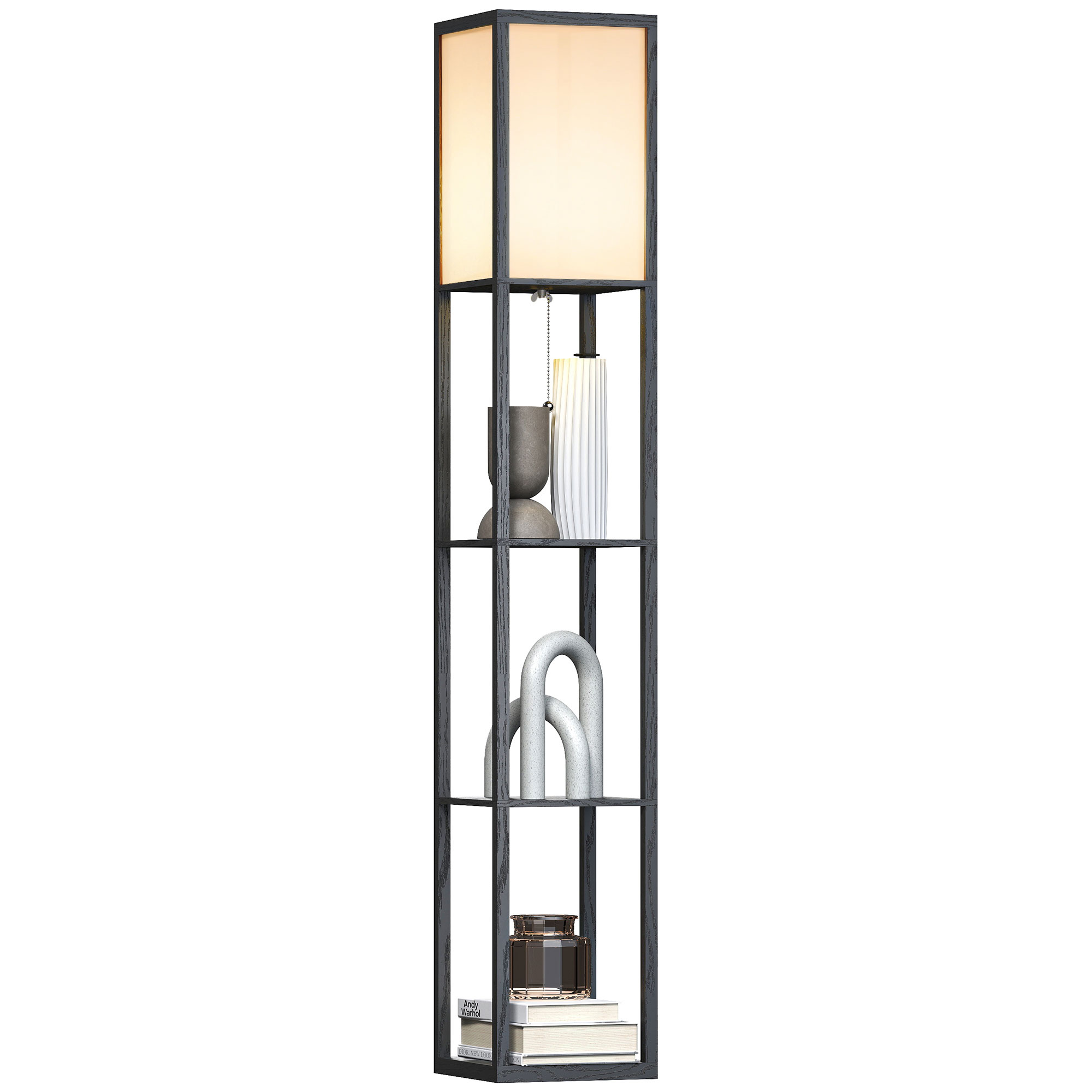 Stehlampe, Modernes Design Mit Fußschalter, 26 X 26 X 160 Cm, Schwarz Und Weiß