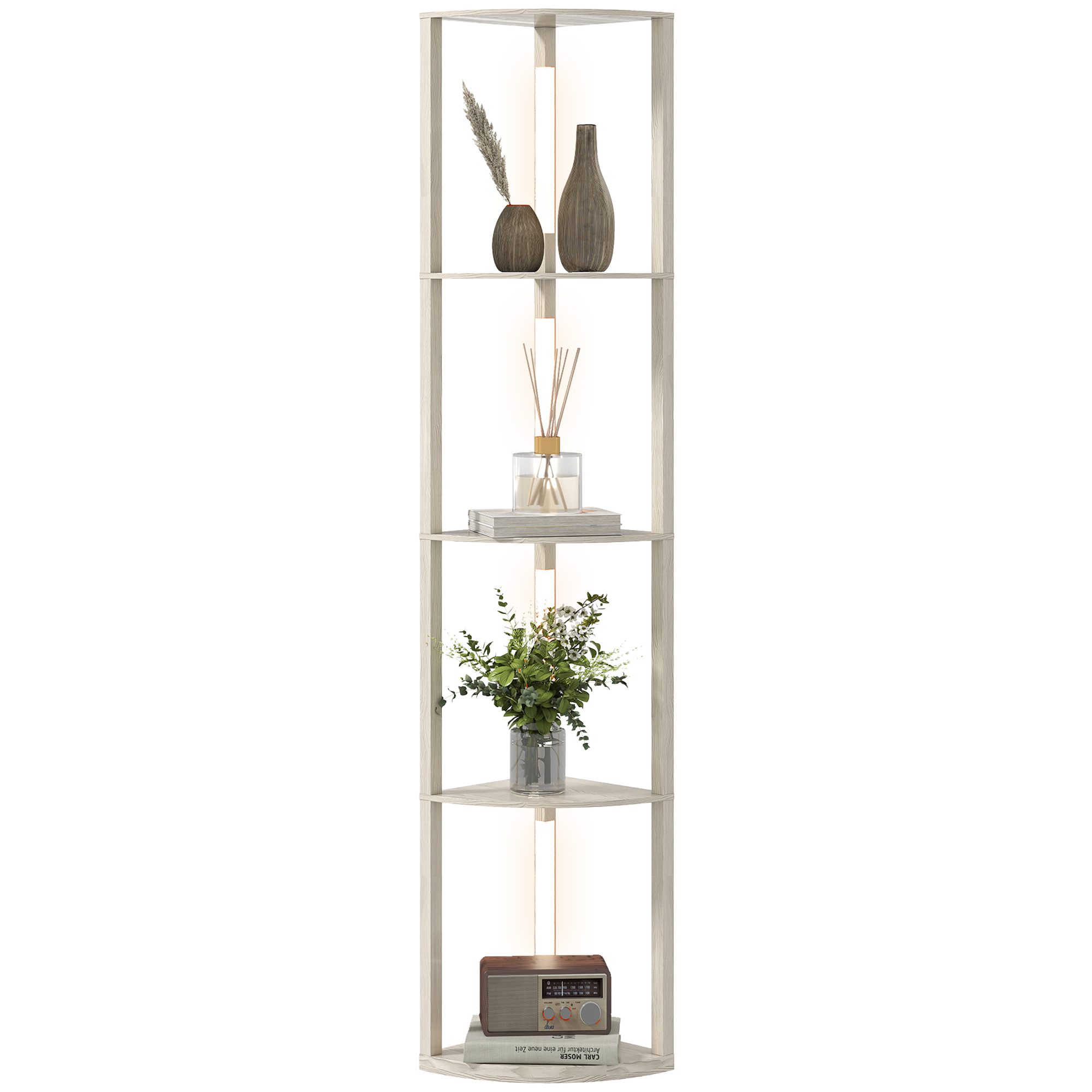 Stehlampe Mit Integrierten Regalen, 41 X 29,5 X 163,5 Cm, Eiche