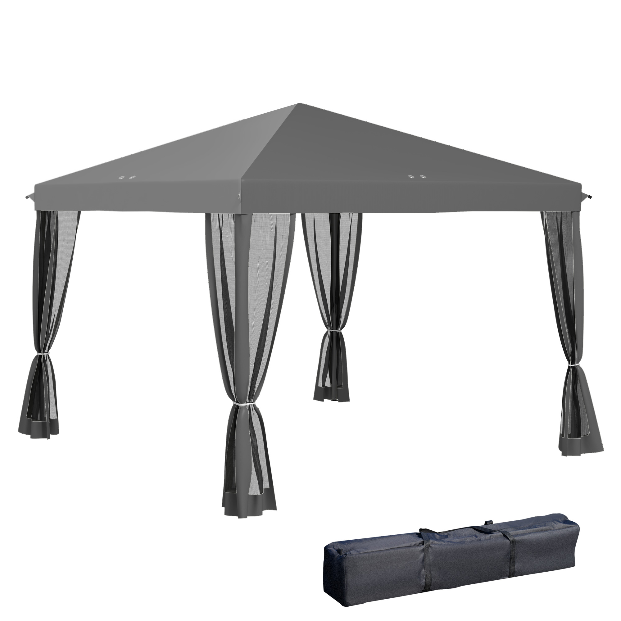 Gartenpavillon, Mit Dach, 295 X 295 X 260 Cm, Hellgrau Und Schwarz