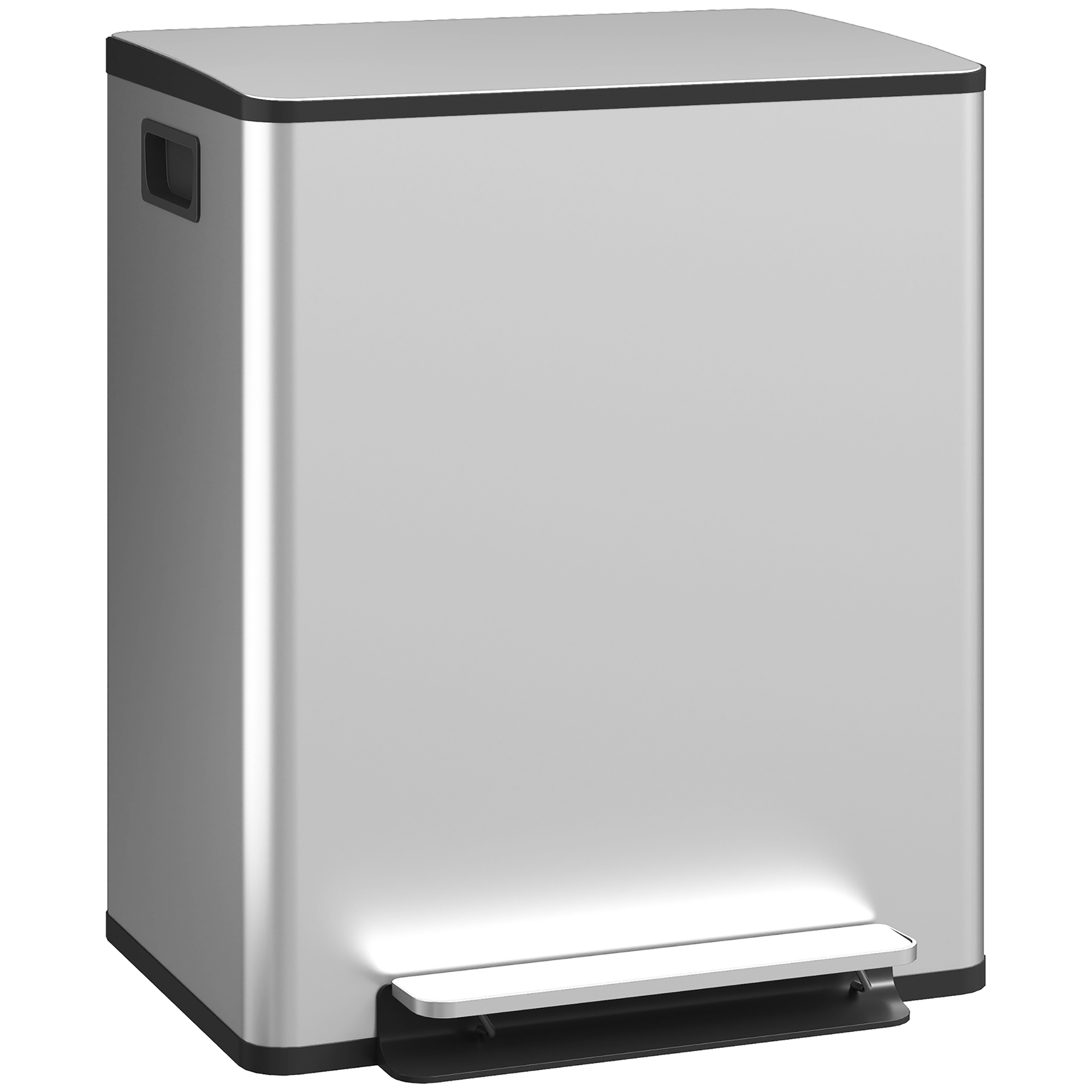 Küchen-abfalleimer 2 X 25 L, Edelstahl, 47,7 X 37,5 X 56 Cm, Silber