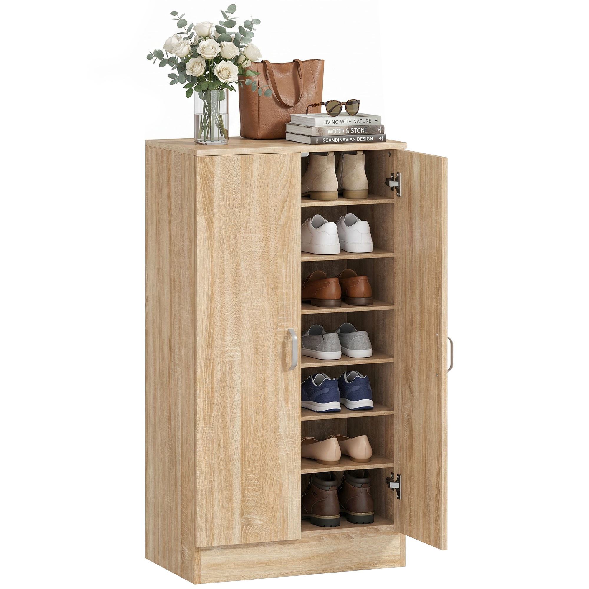 Schuhschrank, Verstellbar, 55 X 35 X 108 Cm, Natur