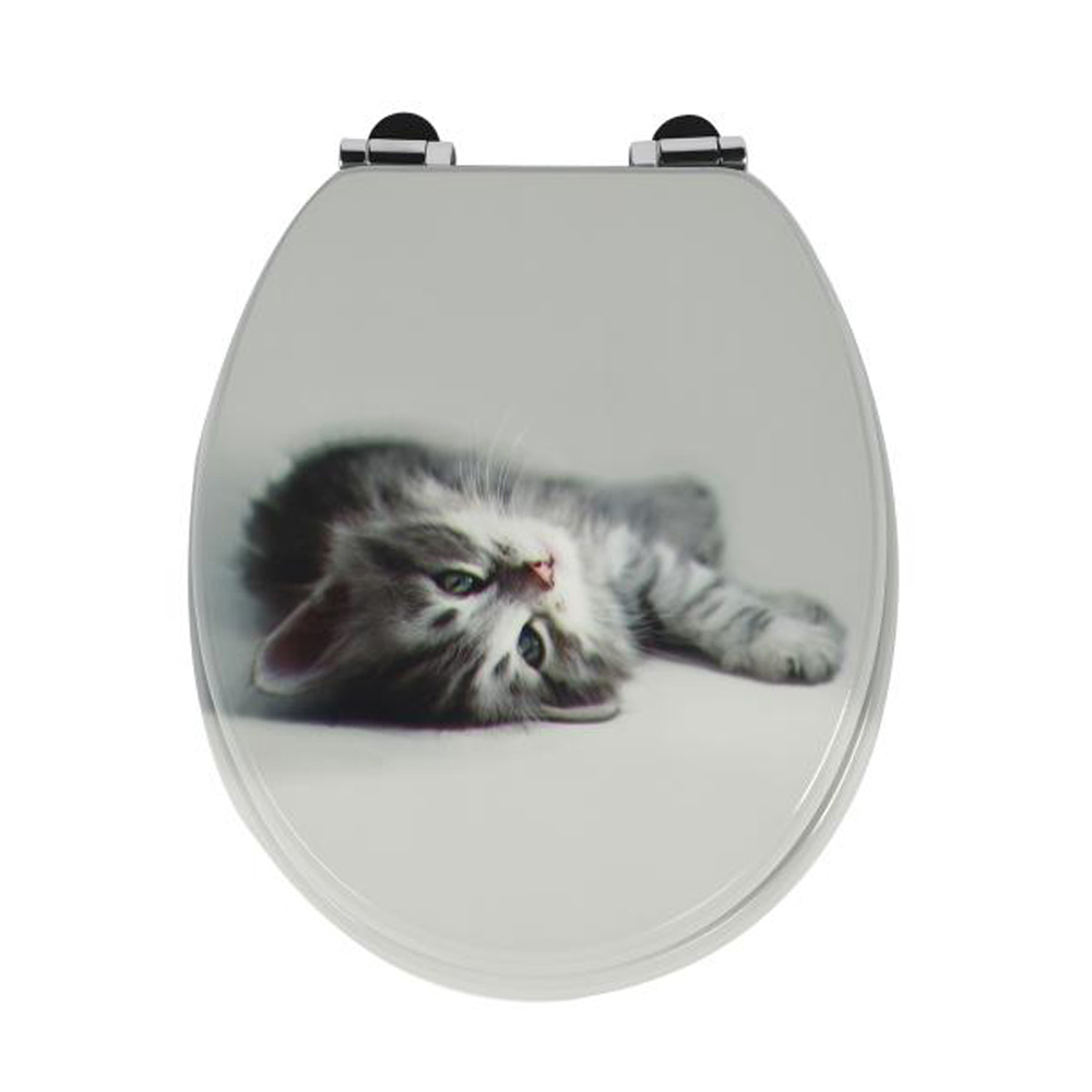 Wc-sitz, Mit Soft-close, 43 X 37 X 5 Cm, Grau Und Mattweiß