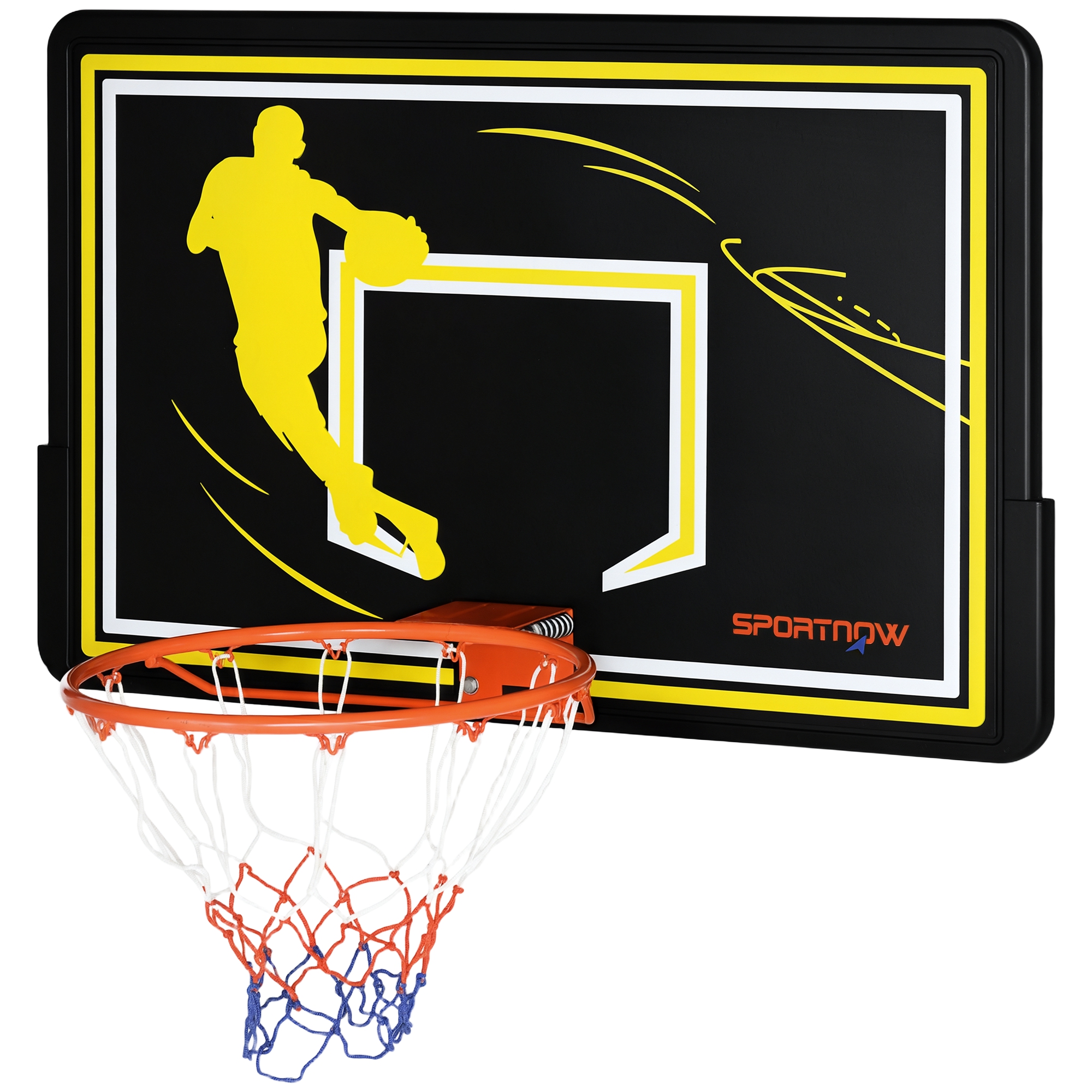 Wand-basketballkorb, Bruchsichere Platte, 110 X 90 X 70 Cm, Gelb Und Schwarz