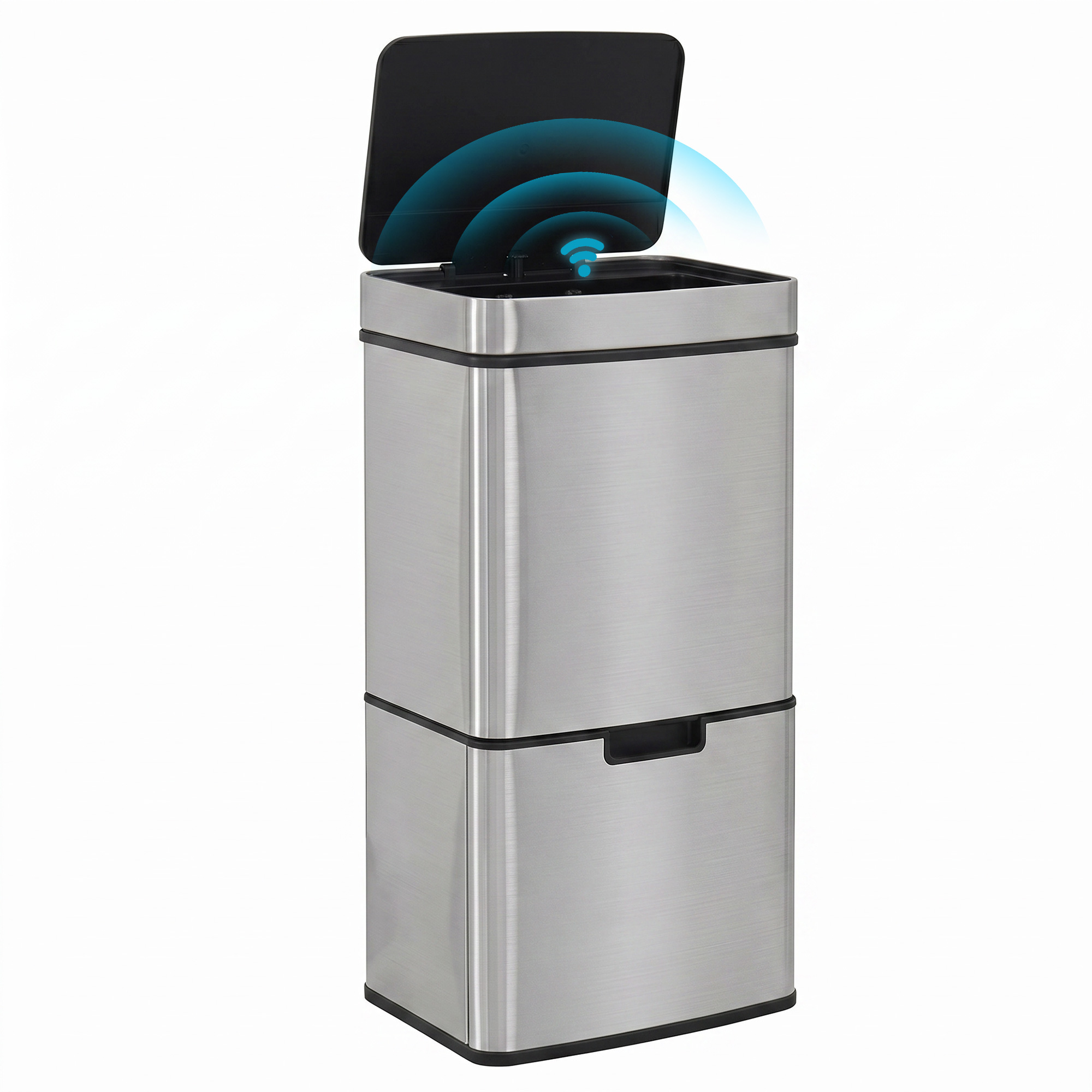 Sensor-abfalleimer 3 Fächer, 72 L, 42 X 30 X 81 Cm, Silber