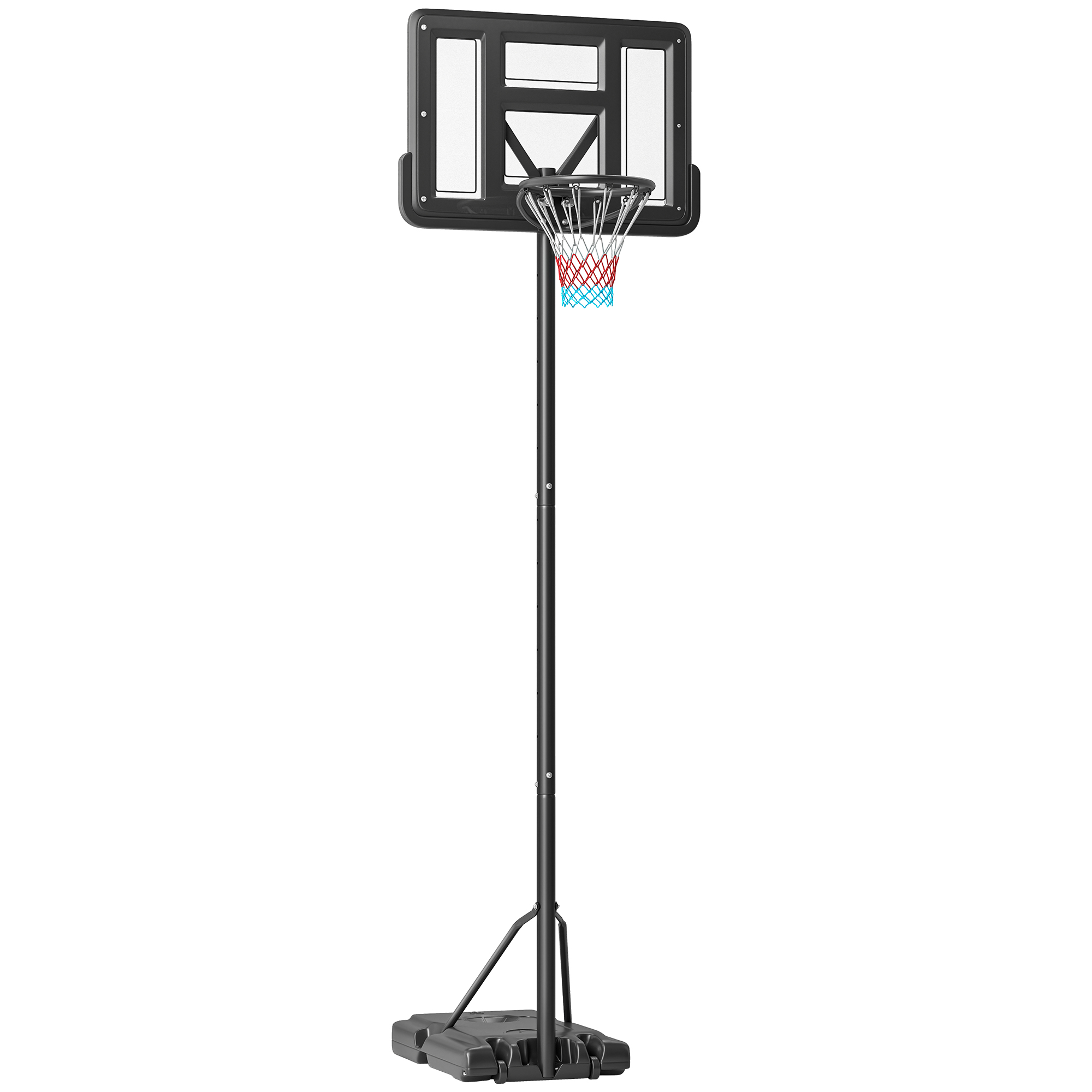 Basketballkorb Mit Ständer, Verstellbar, Mit Rädern, 90 X 60 X 370 Cm, Schwarz