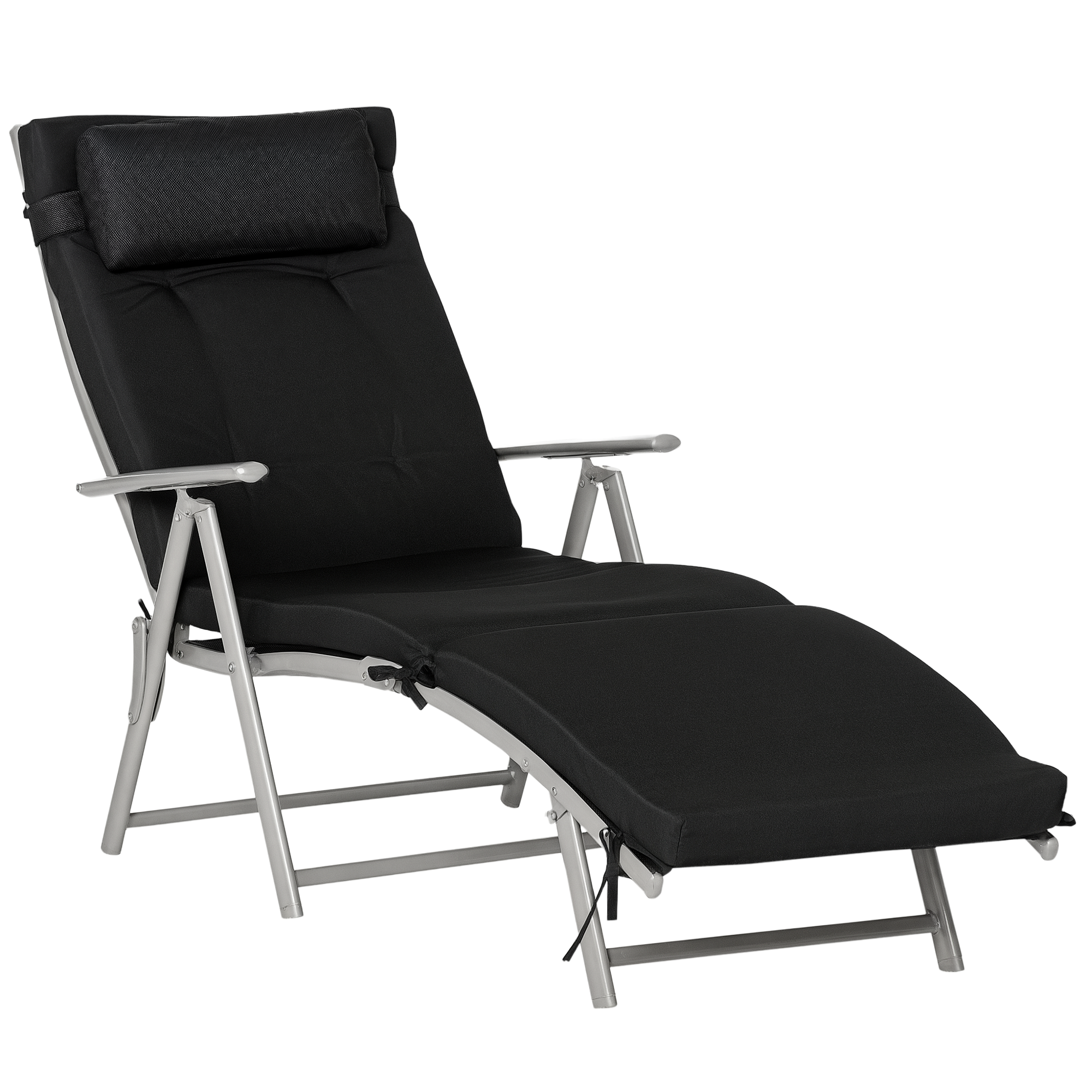 Sonnenliege, Klappbar, Verstellbar, 137 X 63,5 X 100,5 Cm, Schwarz Und Silber