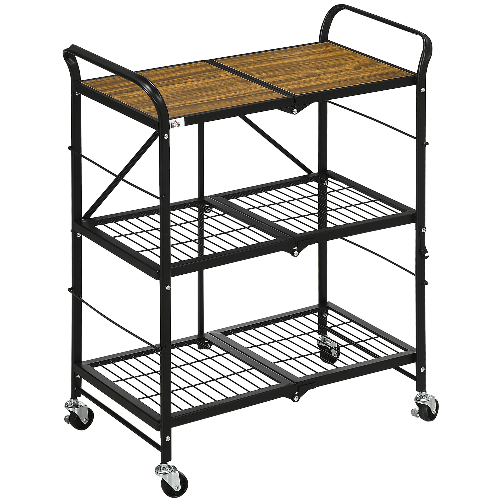 Küchenwagen, Klappbar, Industrie-stil, 68 X 35 X 85 Cm, Braun Und Schwarz