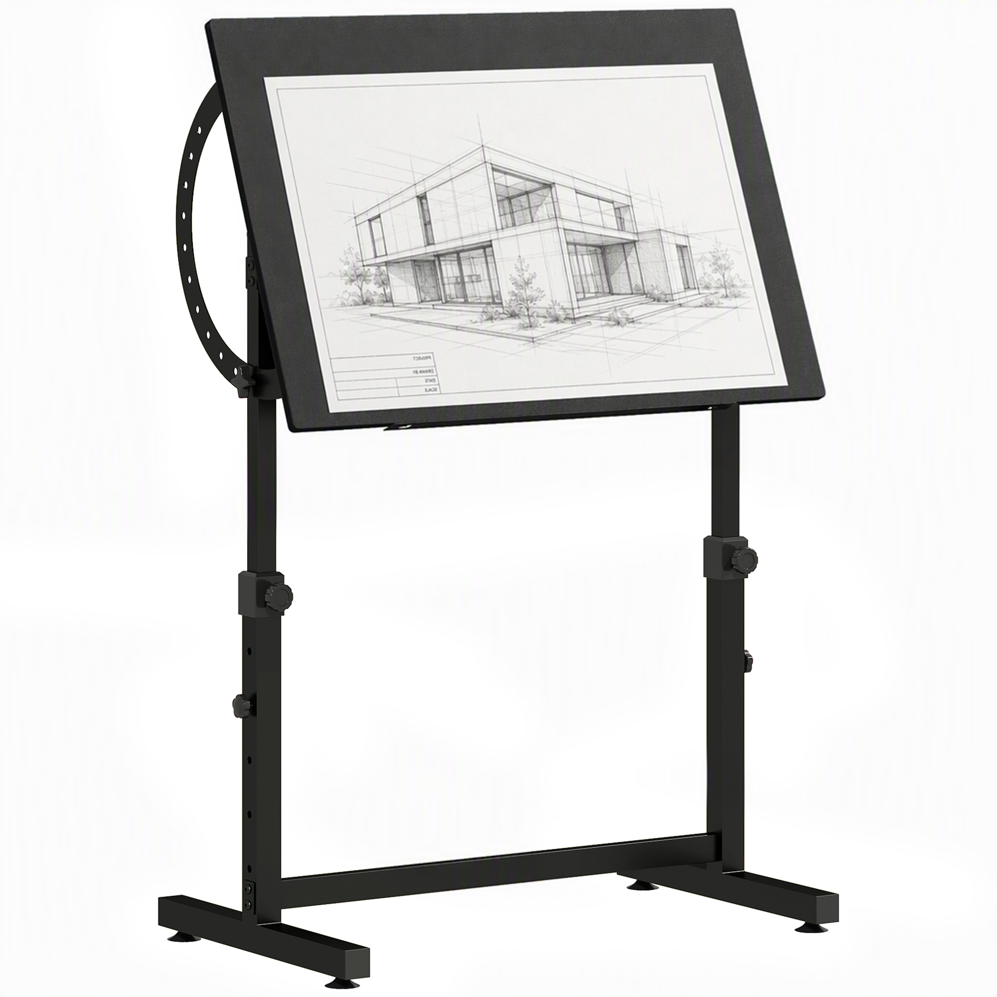 Zeichentisch, Neigbare Tischplatte, 90 X 60 X 90 Cm, Schwarz