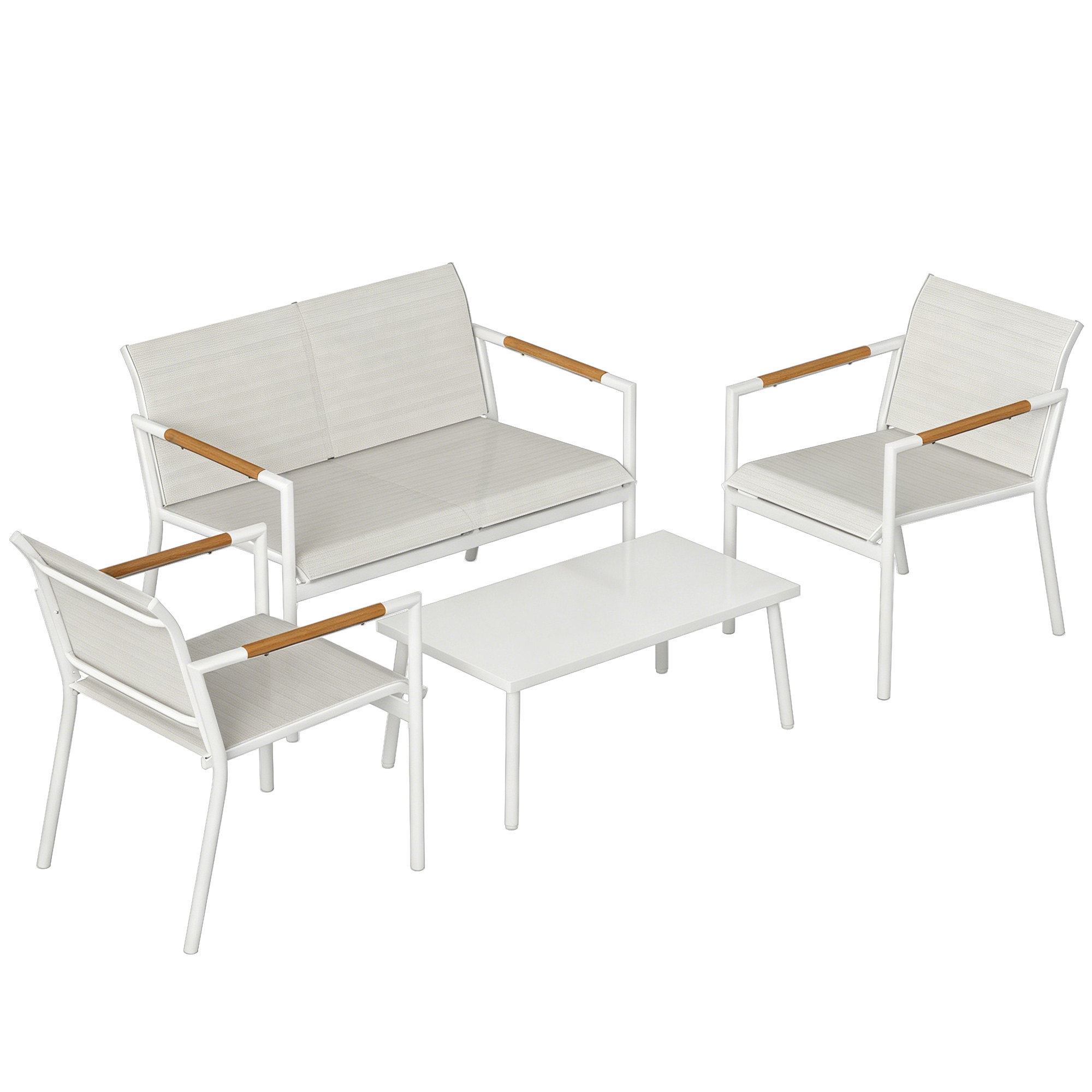 Gartenmöbelset, 4 Sitzer, 106 X 70,5 X 77 Cm, Cremeweiß