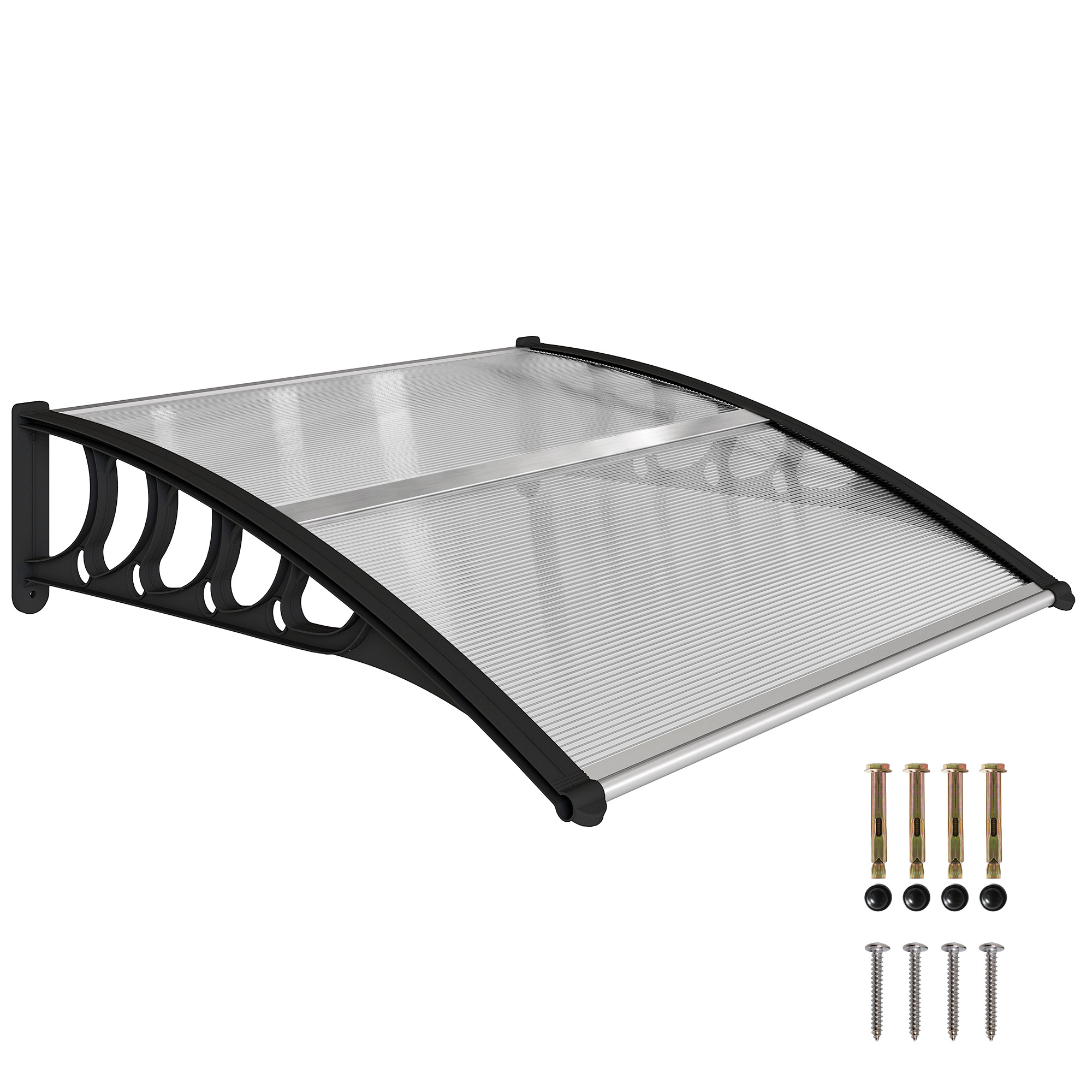 Vordach, Für Den Eingang, 103 X 96,5 X 27 Cm, Transparent Und Schwarz