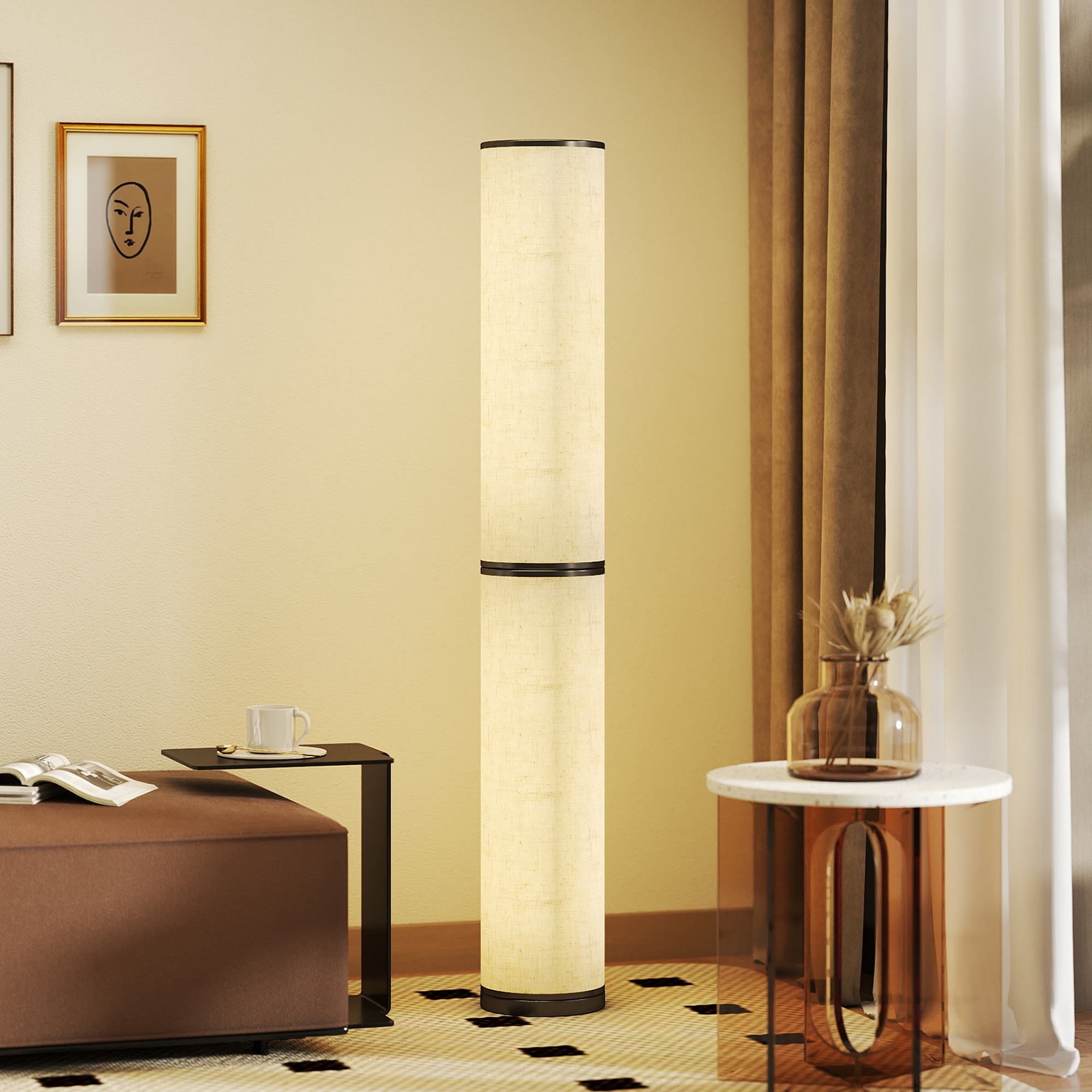 Led-stehlampe, Dimmbar, Ø 20 X 135 Cm, Beige