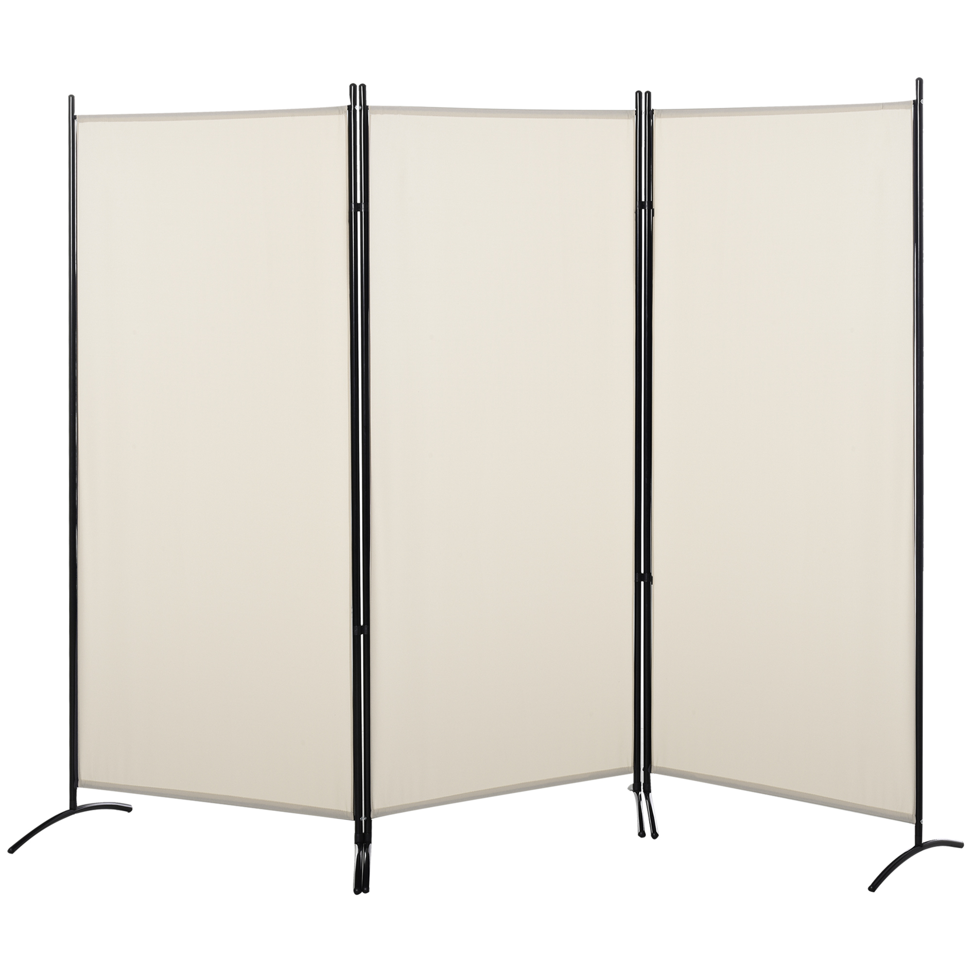 Paravent 3 Paneele Mit Seitenrollo, 253 X 50 X 182 Cm, Beige
