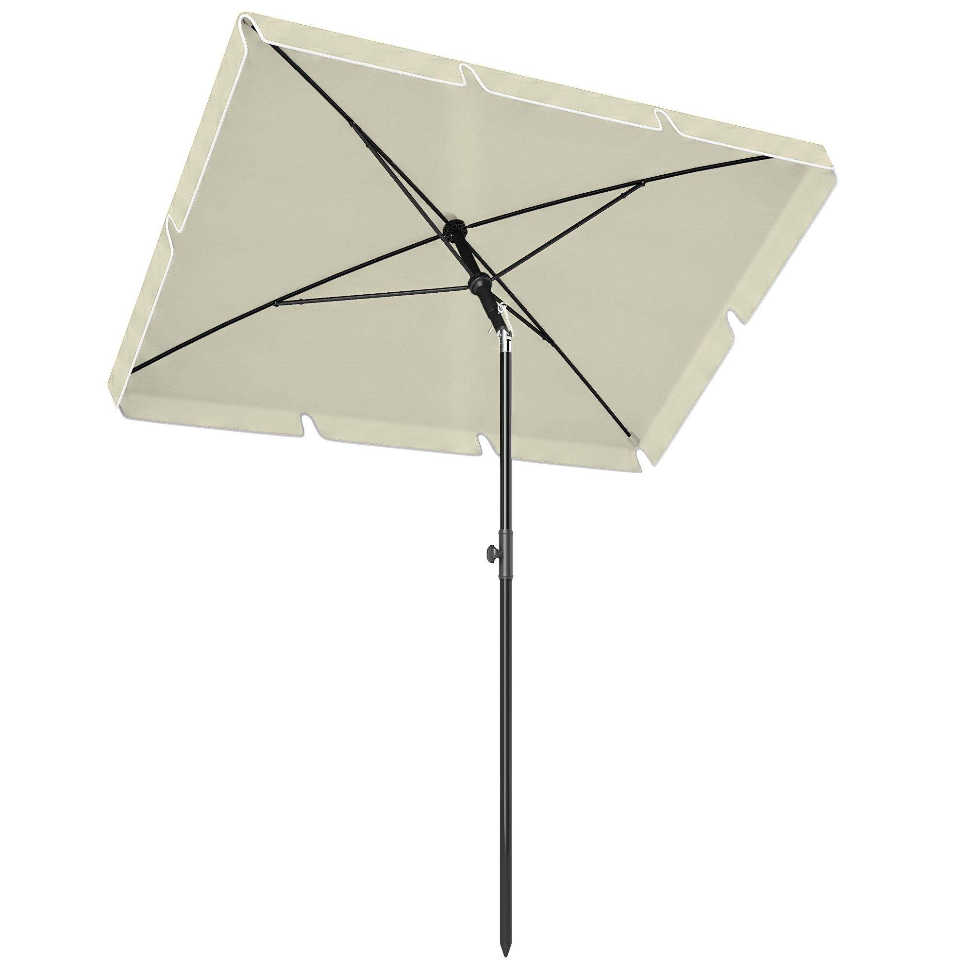 Rechteckiger Neigbarer Sonnenschirm, 2 X 1,3 M, 198 X 130 X 245 Cm, Beige