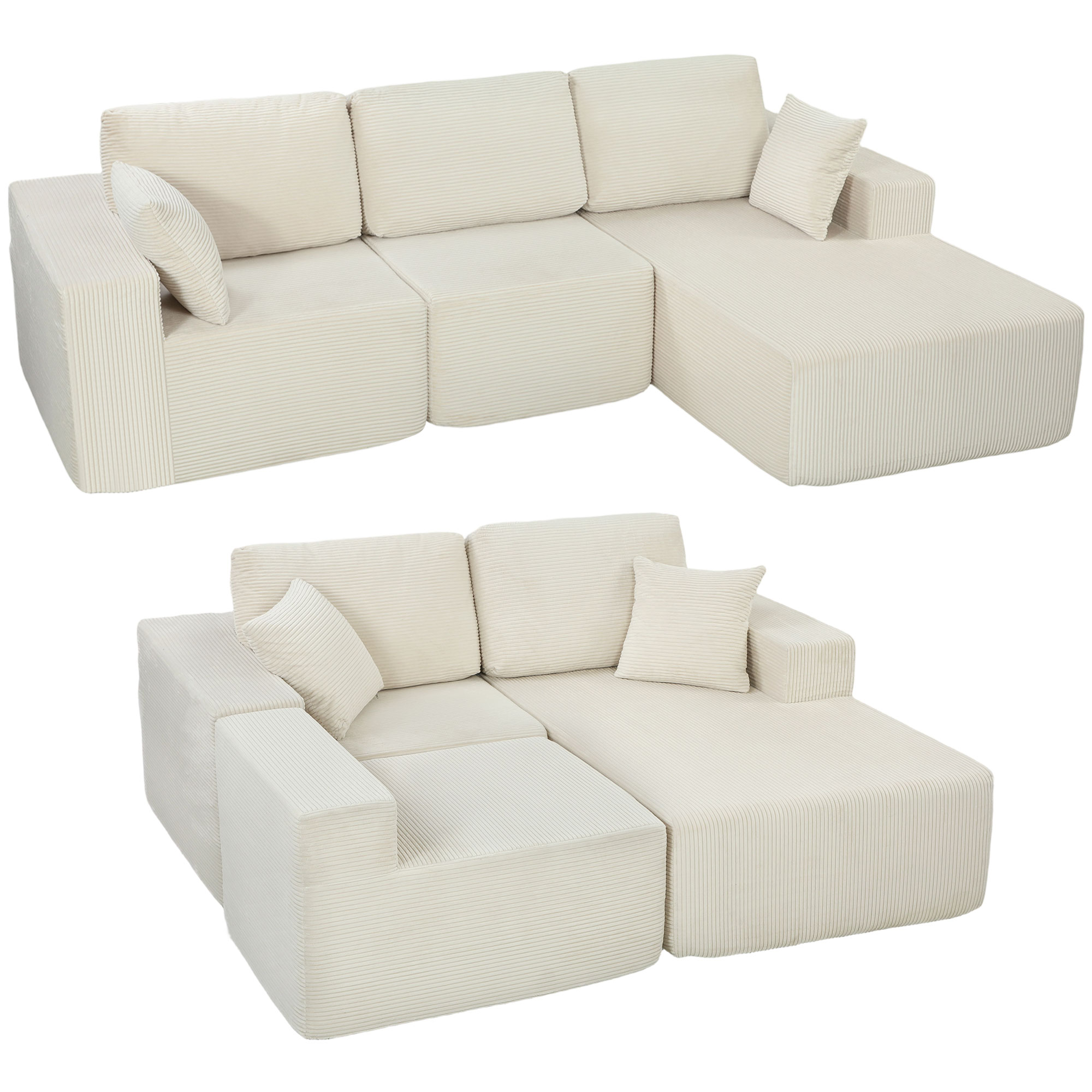 Sofa, 267 X 168 X 85 Cm, Cremefarben