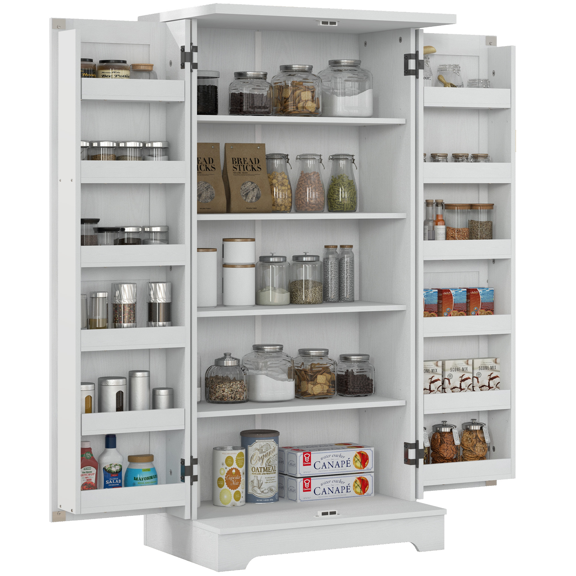 Küchenschrank, Mit Regalen, 60 X 40 X 120, Cremefarben