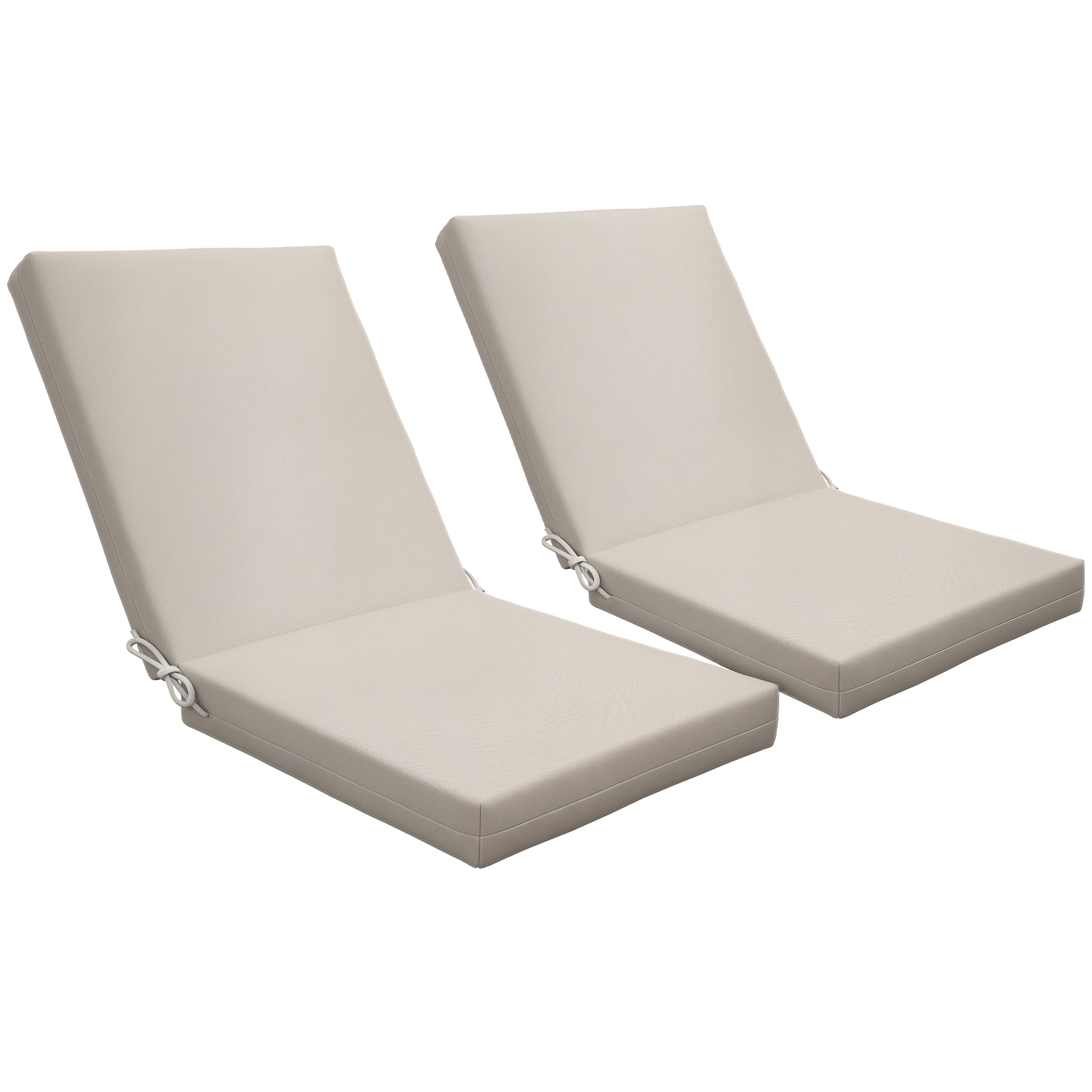 Set Mit 2 Außenkissen, Dicke Polsterung Mit Befestigungen, 112 X 51 X 8 Cm, Beige