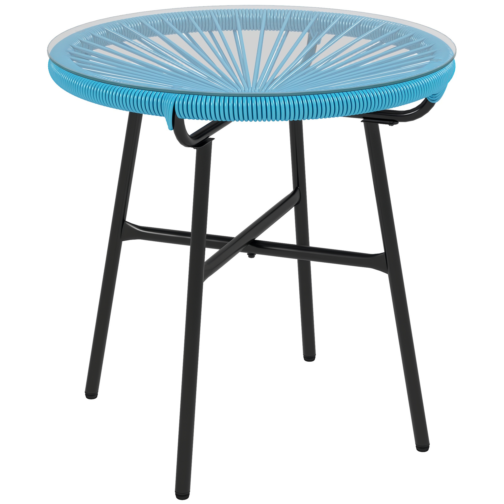 Gartentisch, Ablagefläche Aus Sicherheitsglas, 50 X 50 X 50 Cm, Blau