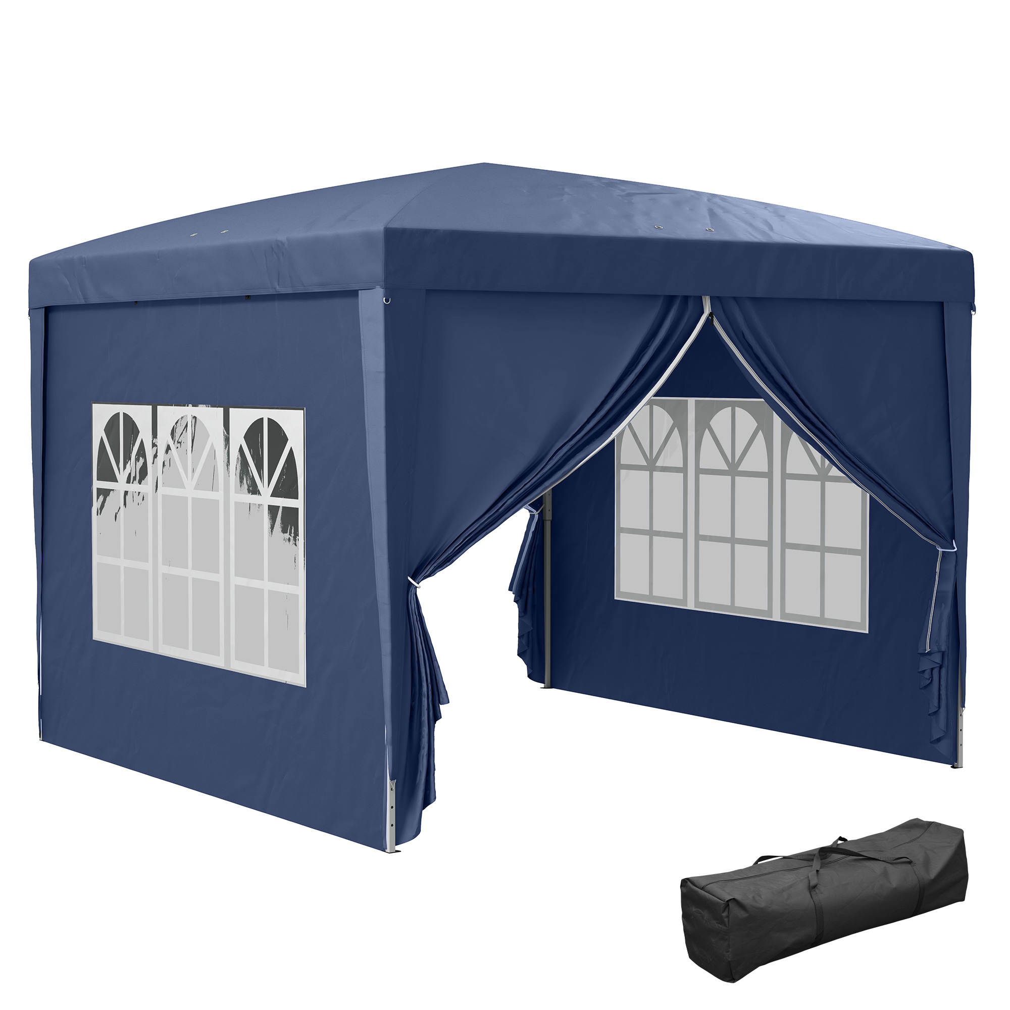Klappbarer Gartenpavillon, Mit Transporttasche, 295 X 295 X 258 Cm, Blau