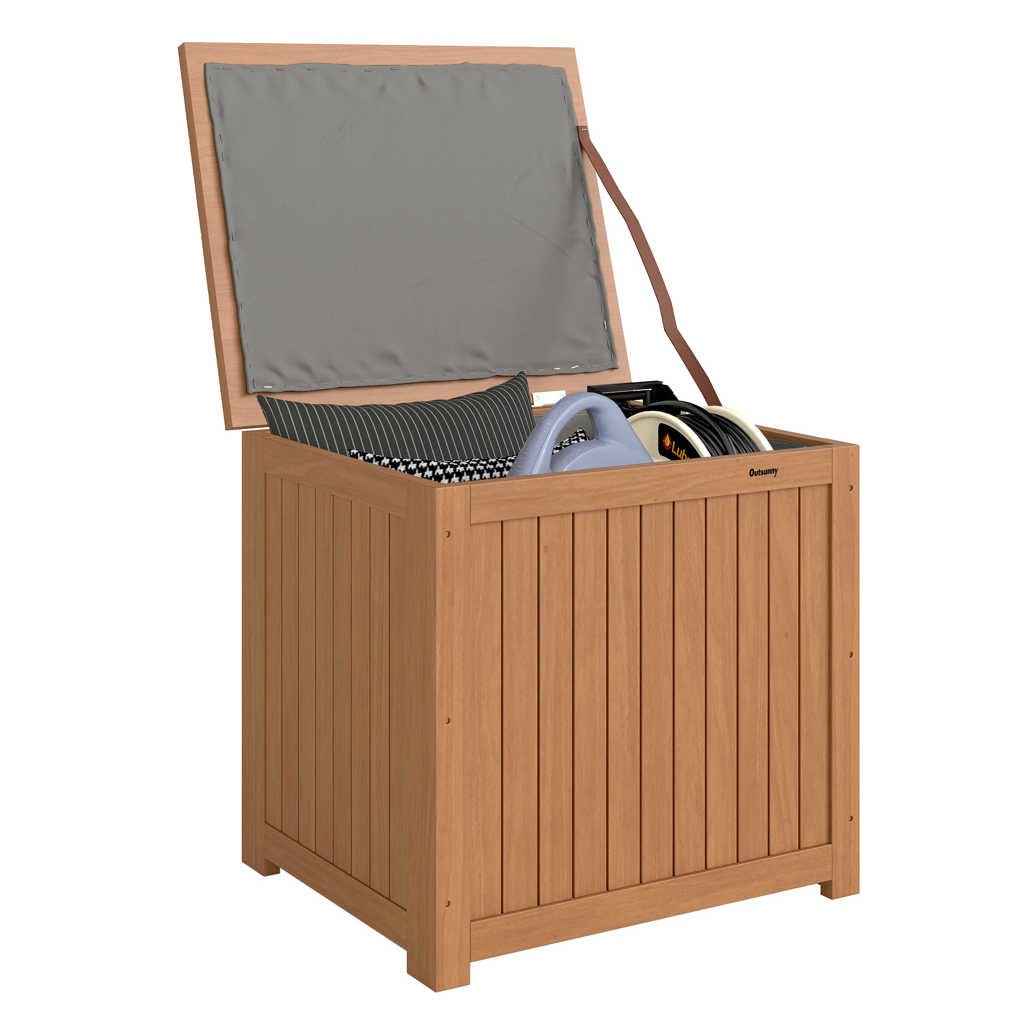 Aufbewahrungsbox Aus Holz, Abnehmbare Innenauskleidung, 63 X 51 X 58,5 Cm, Braun