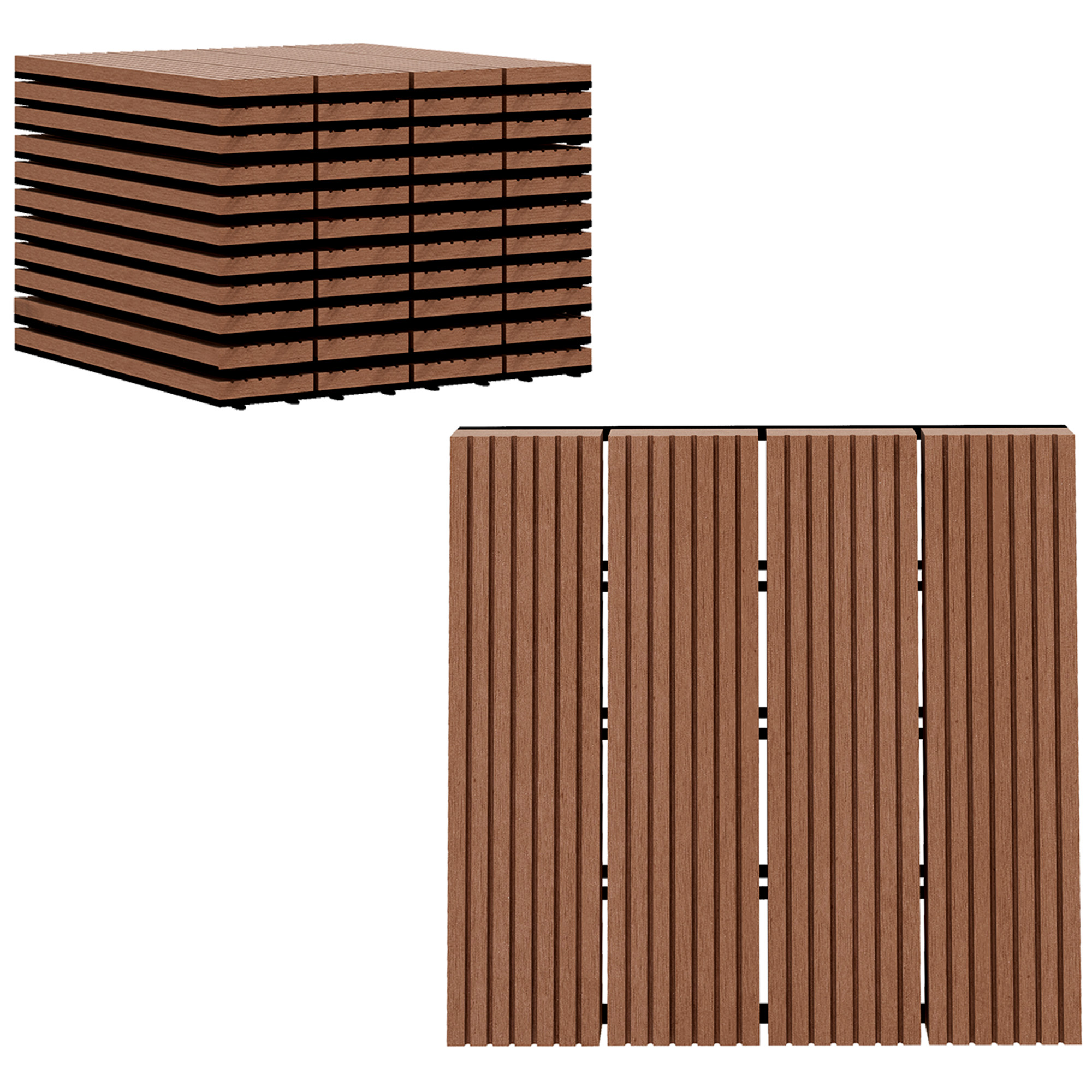 Terrassenfliese, Clipsbar, 30 X 30 X 2,2 Cm, Braun
