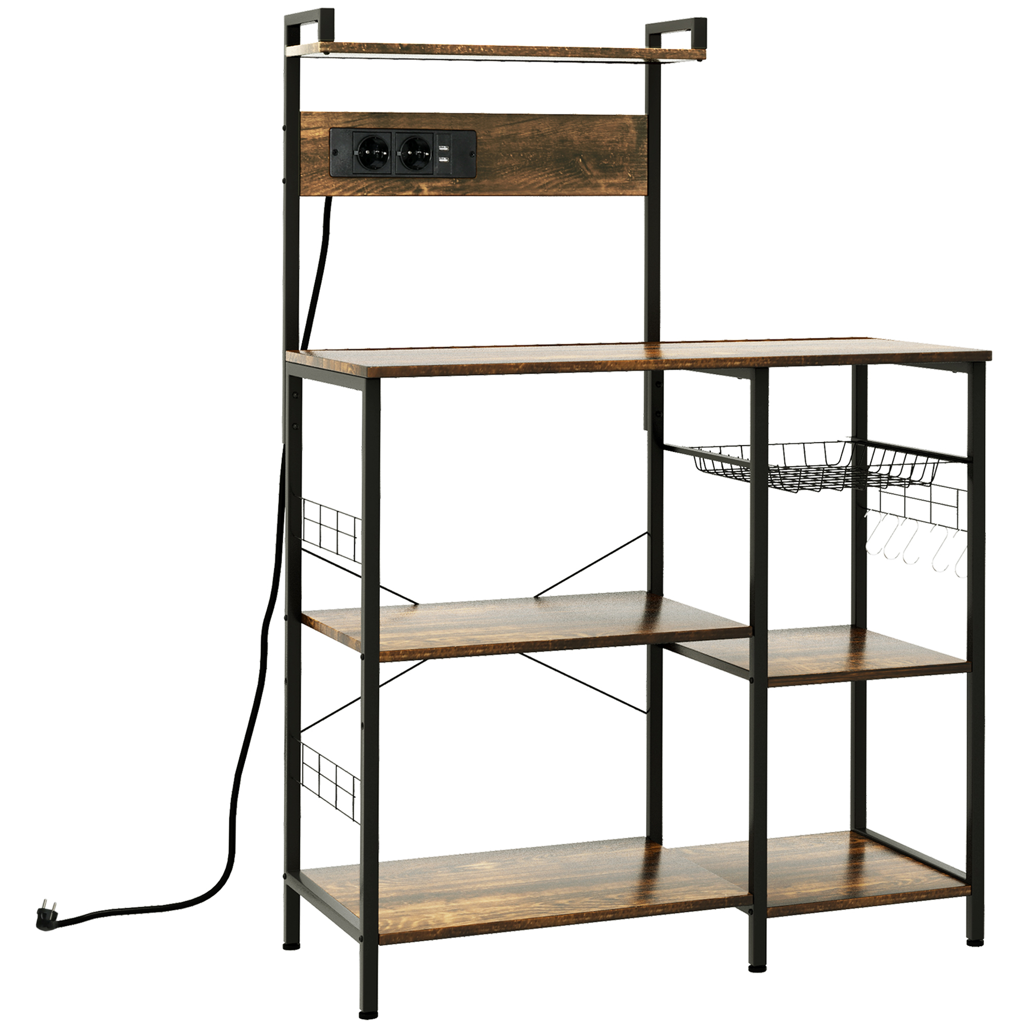 Küchenoberschrank, Mit Türen Und Schubladen, 90 X 42 X 130 Cm, Braun