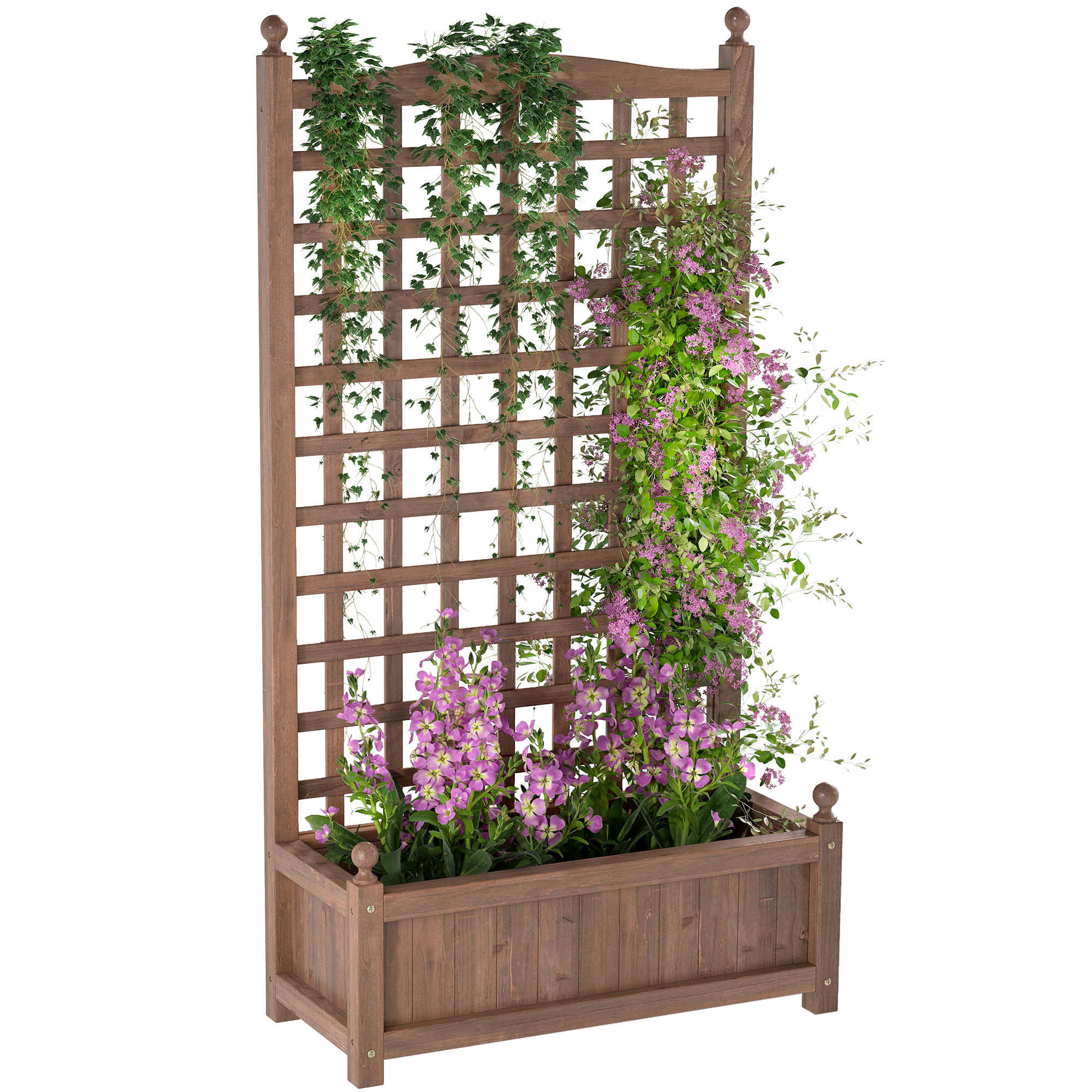 Blumenkasten, Mit Rankgitter, 64 X 28 X 120 Cm, Braun