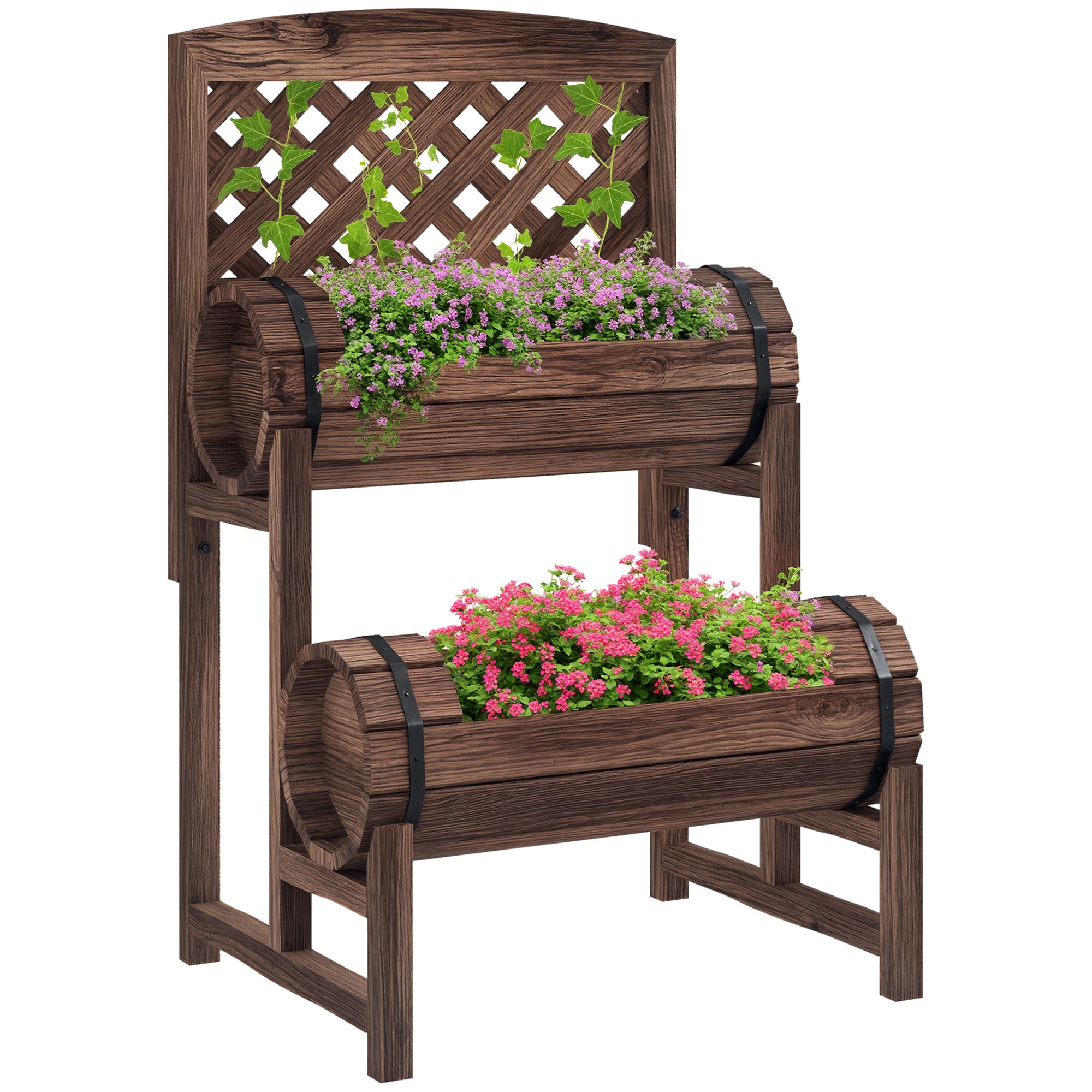 Blumenkasten Mit Rankgitter Und Sichtschutz, 42 X 49 X 80 Cm, Braun