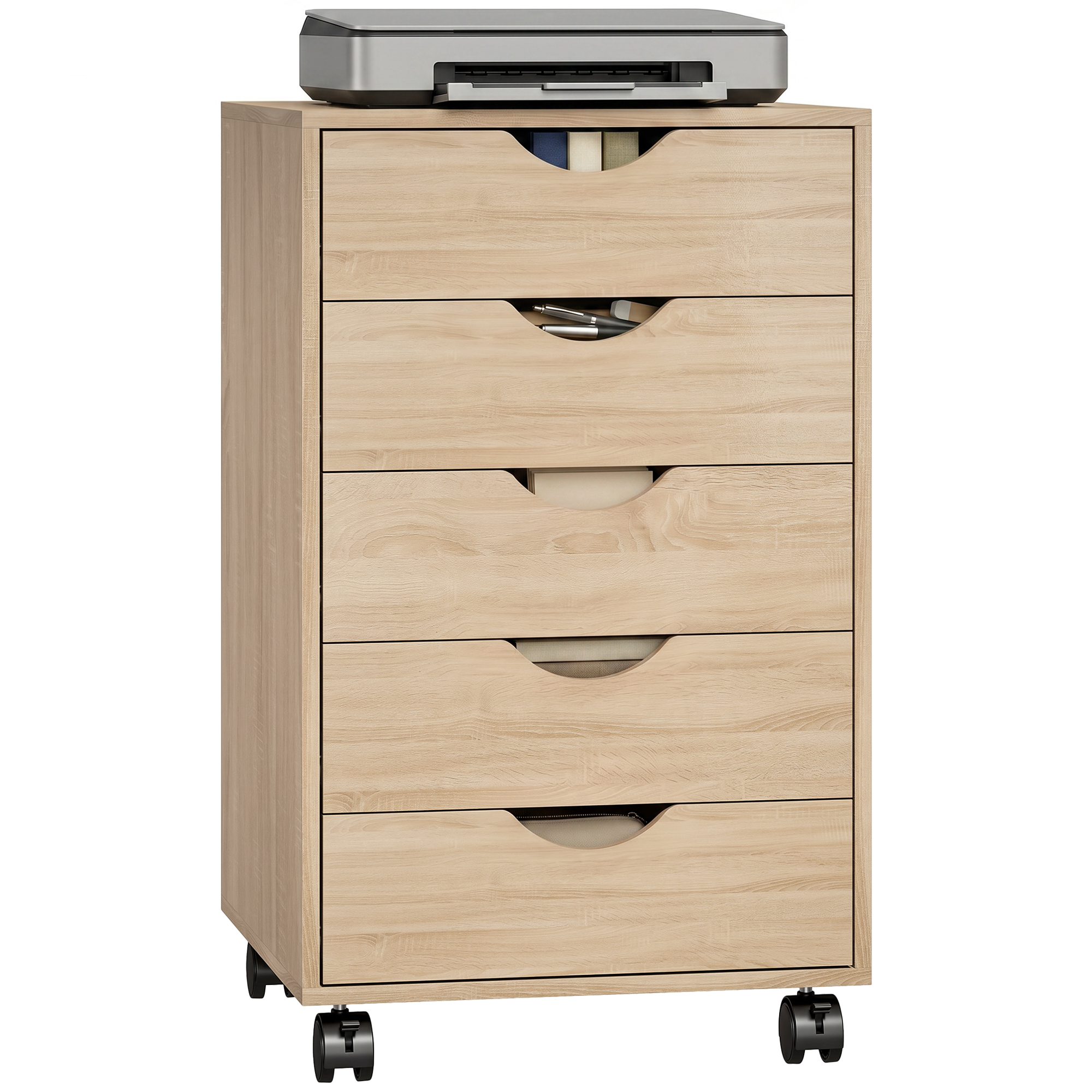 Schreibtischcontainer, Mit Rollen, 40 X 40 X 67 Cm, Eiche