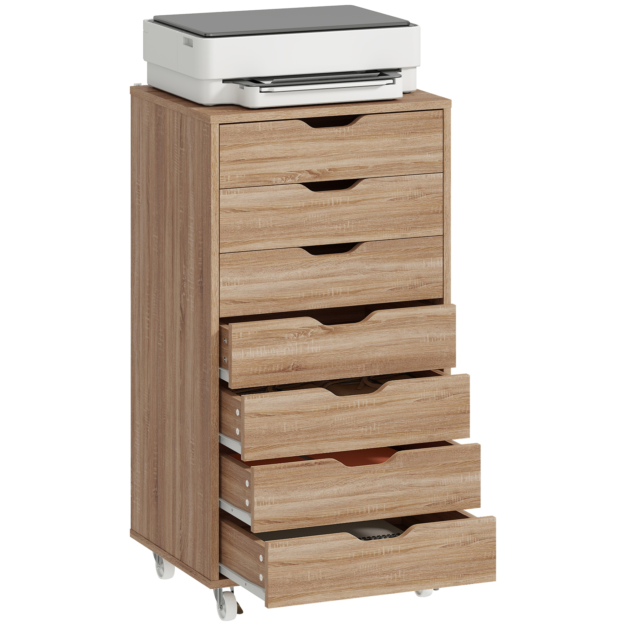 Schreibtischcontainer, Mit Rollen, 47,5 X 39,5 X 90 Cm, Eiche