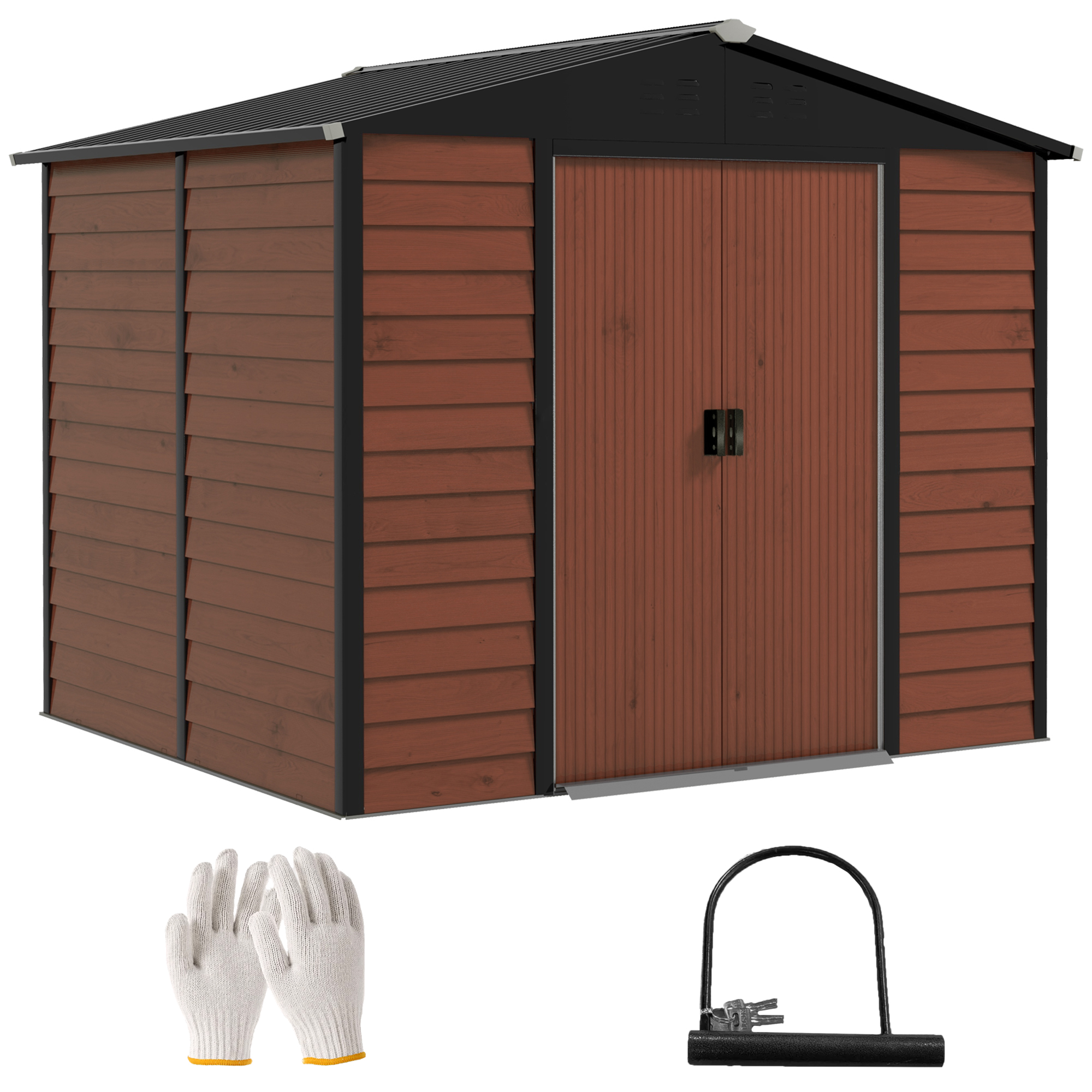 Gartenhaus, Mit Abschließbarer Tür, 240 X 206 X 198 Cm, Teak