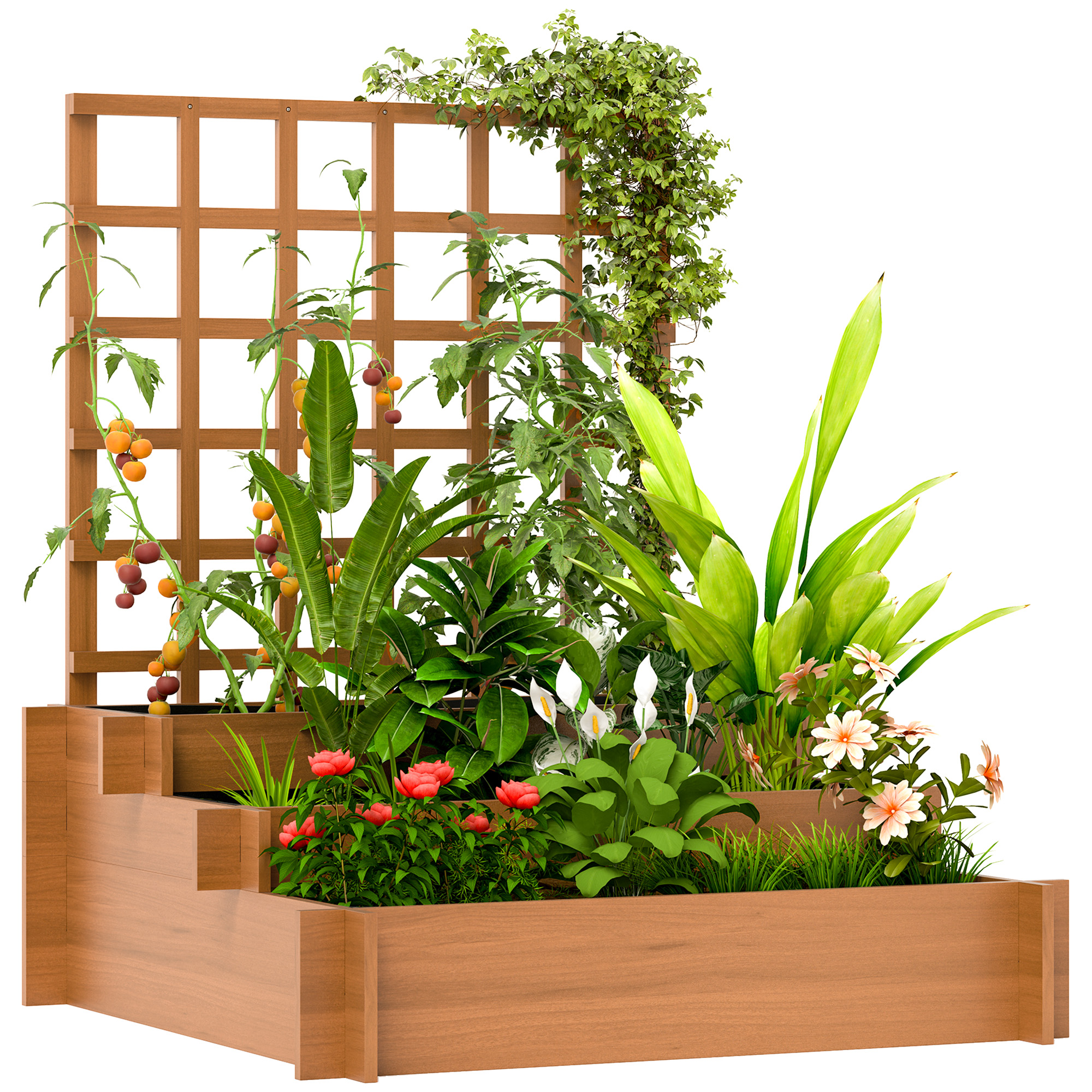 Hochbeet, Offener Boden, 95 X 95 X 110 Cm, Braun
