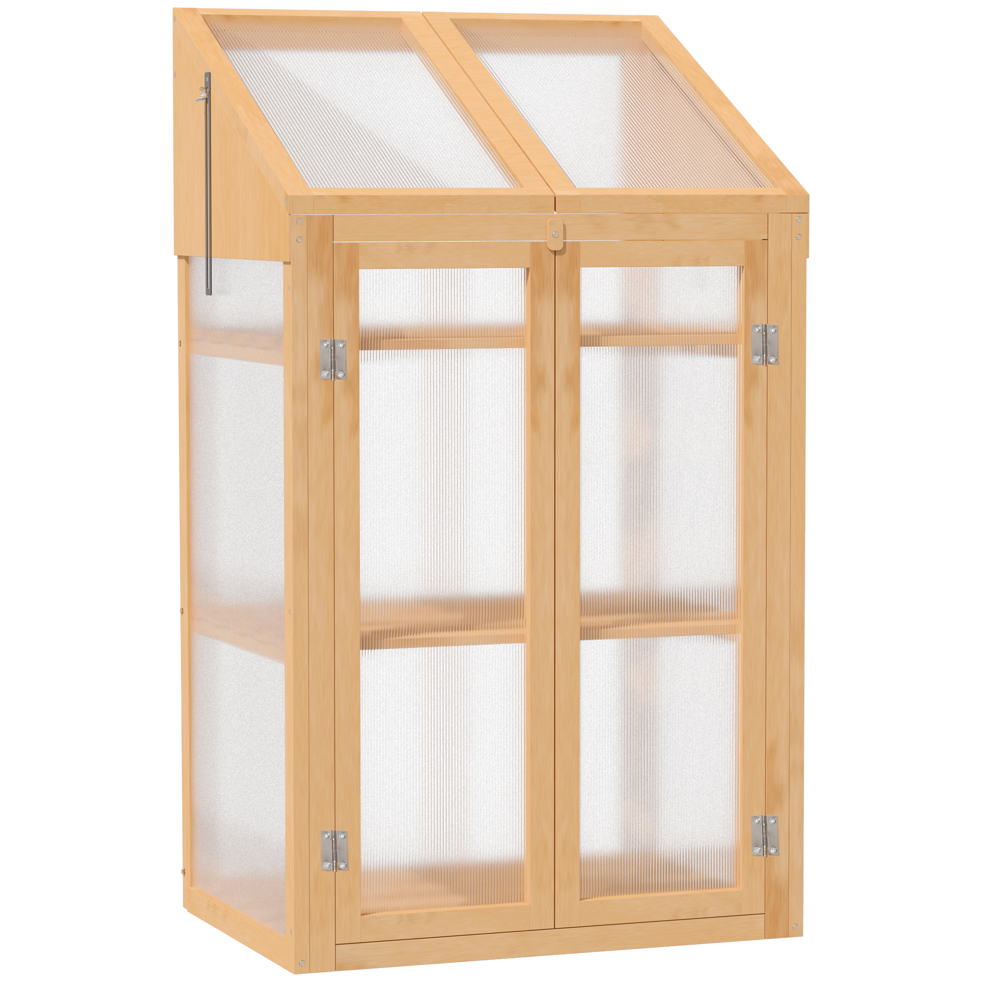 Kleines Garten-gewächshaus Aus Holz, Fenster Und Doppeltür, 70 X 50 X 120 Cm, Braun