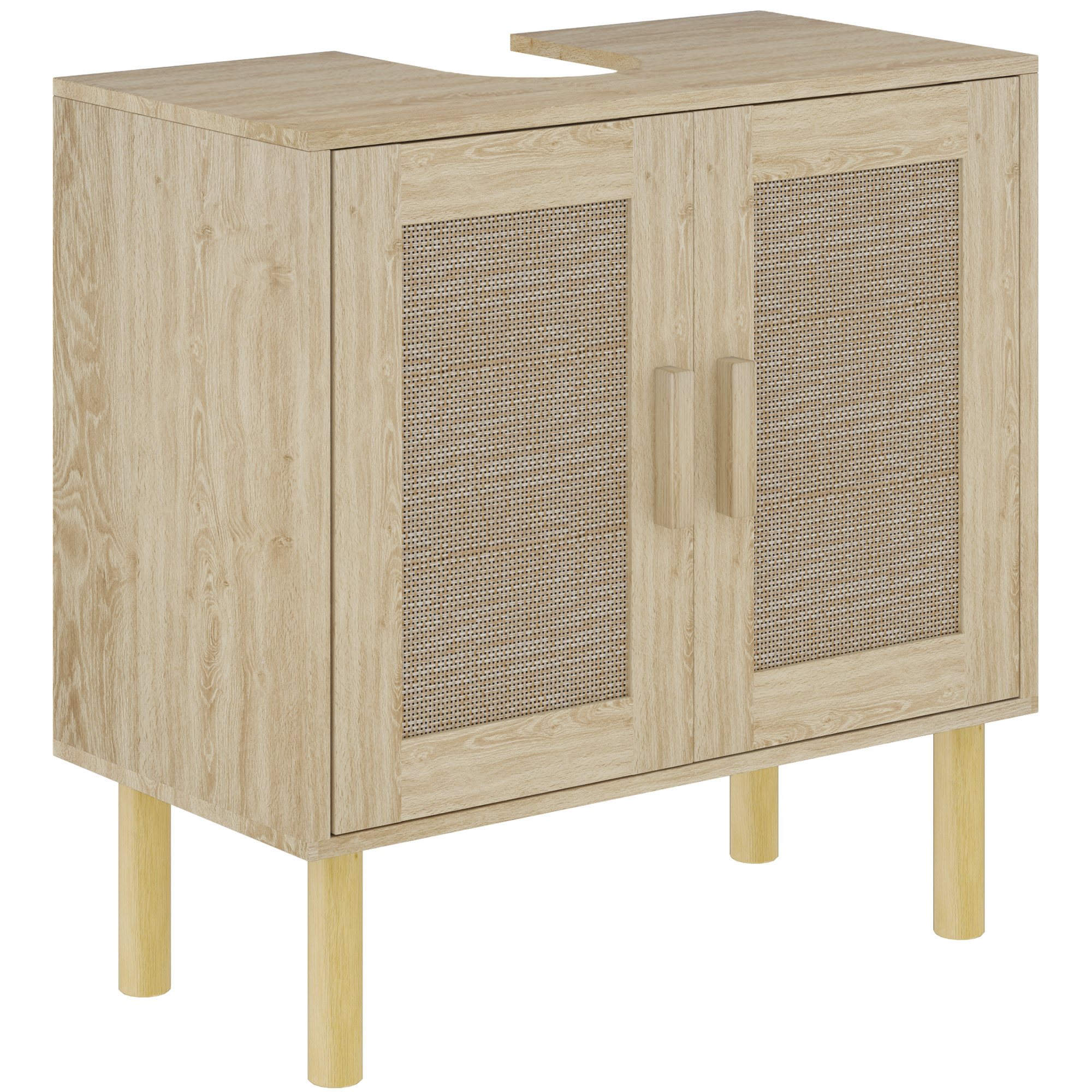 Badezimmermöbel, Rattan-front, 60 X 30 X 60, Eiche