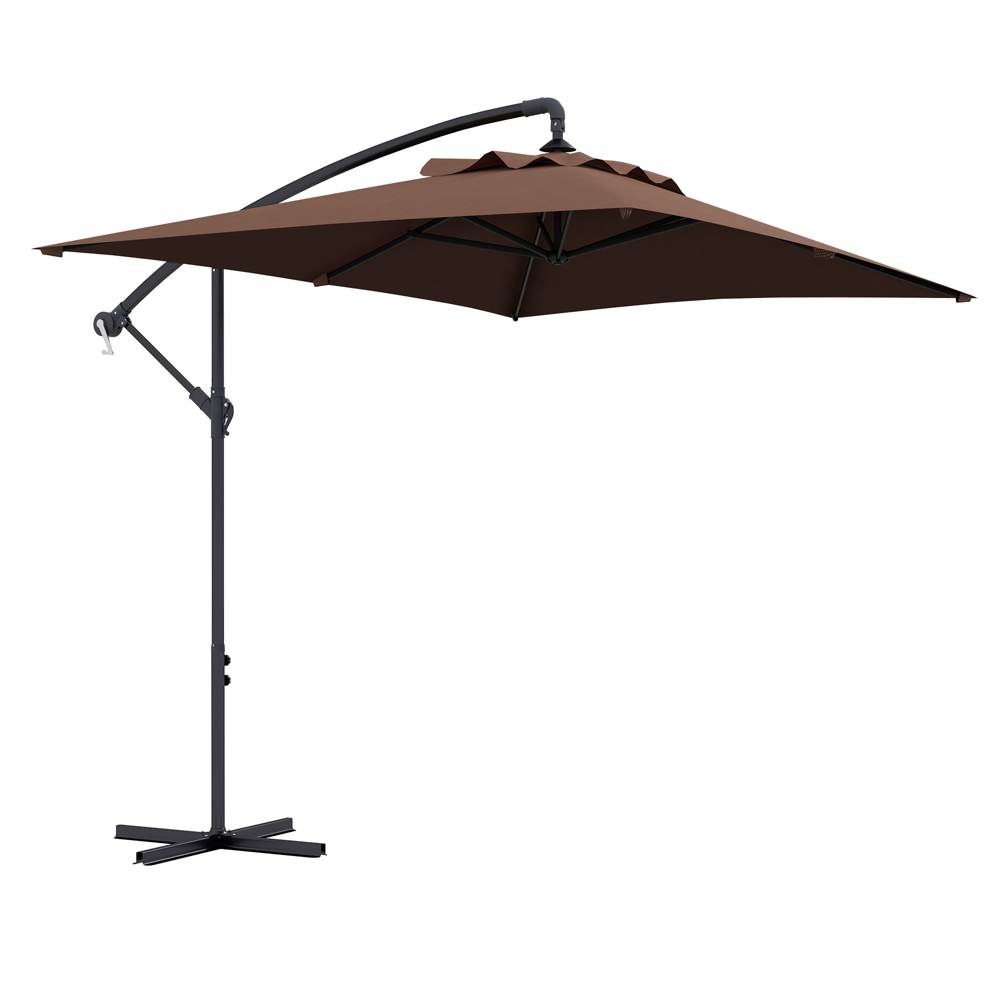 Rechteckiger Ampelschirm, Mit Kurbel, 294 X 193 X 250 Cm, Braun