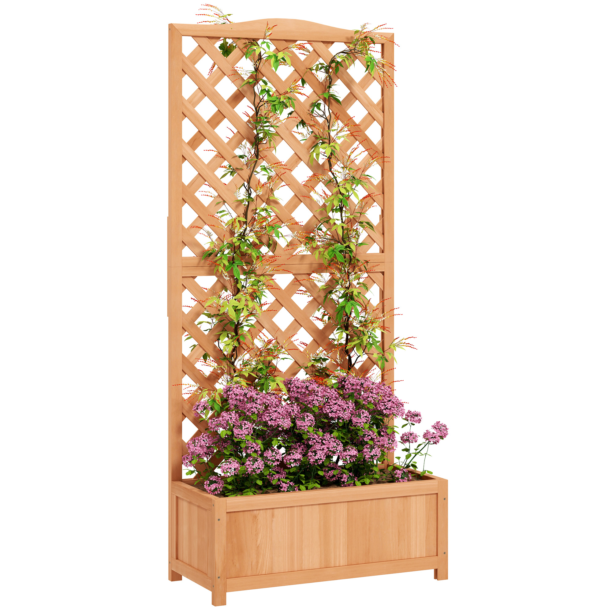 Blumenkasten Mit Rankgitter, Lattenboden, 76 X 36 X 170 Cm, Braun