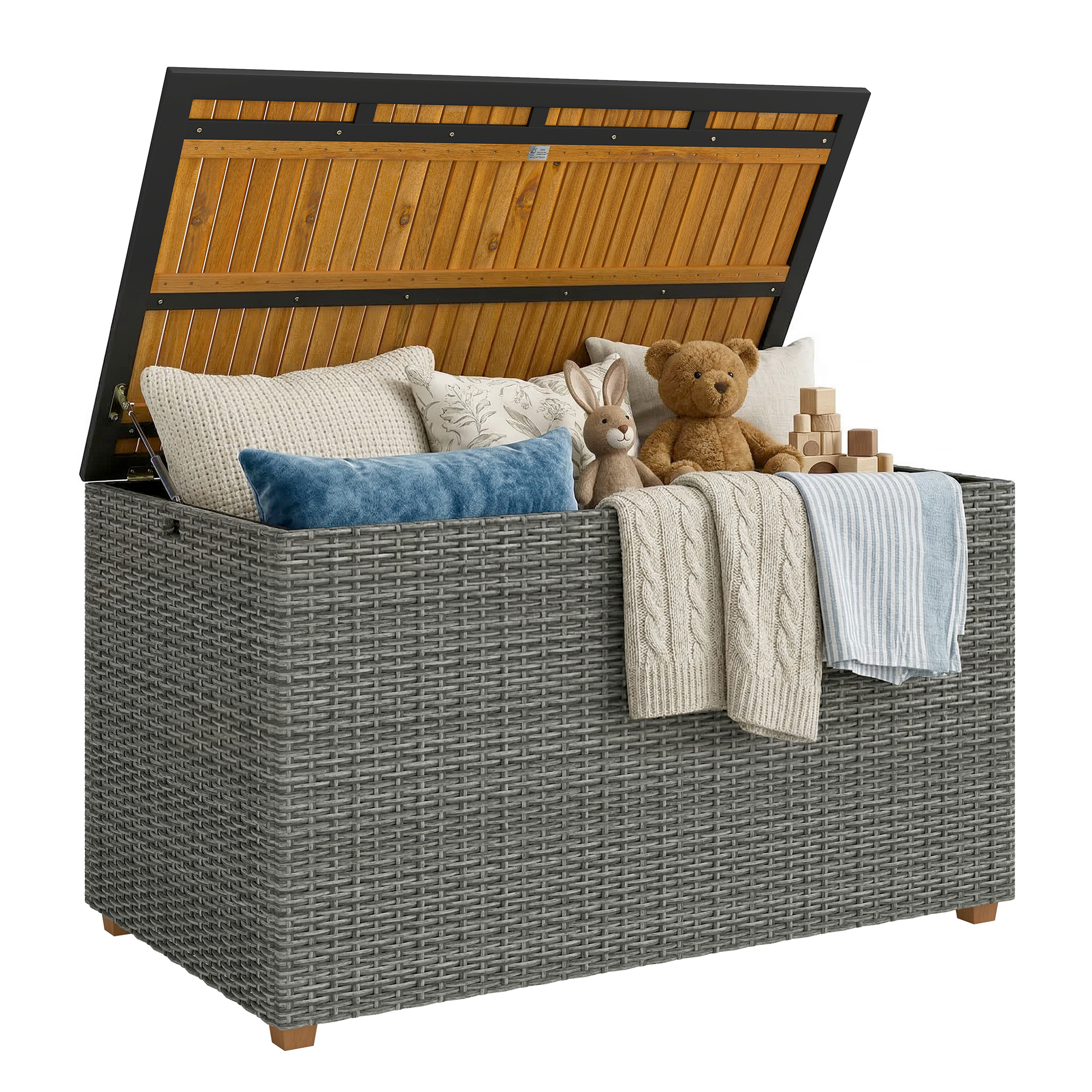 Gartenbox, Wasserdicht, Mit Deckel, 120 X 68 X 67,5 Cm, Dunkelgrau
