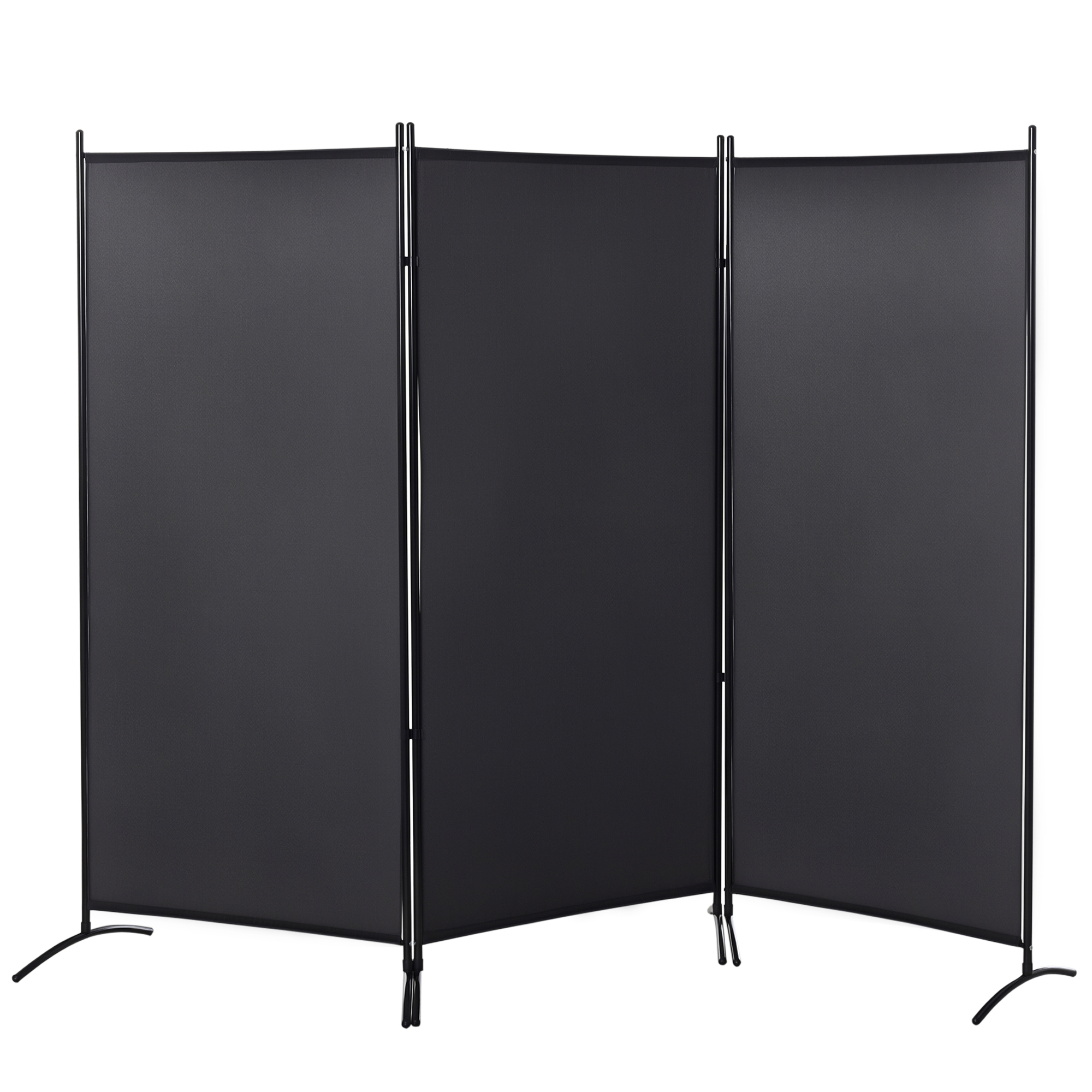 Paravent 3 Paneele Mit Seitenrollo, 253 X 50 X 182 Cm, Dunkelgrau