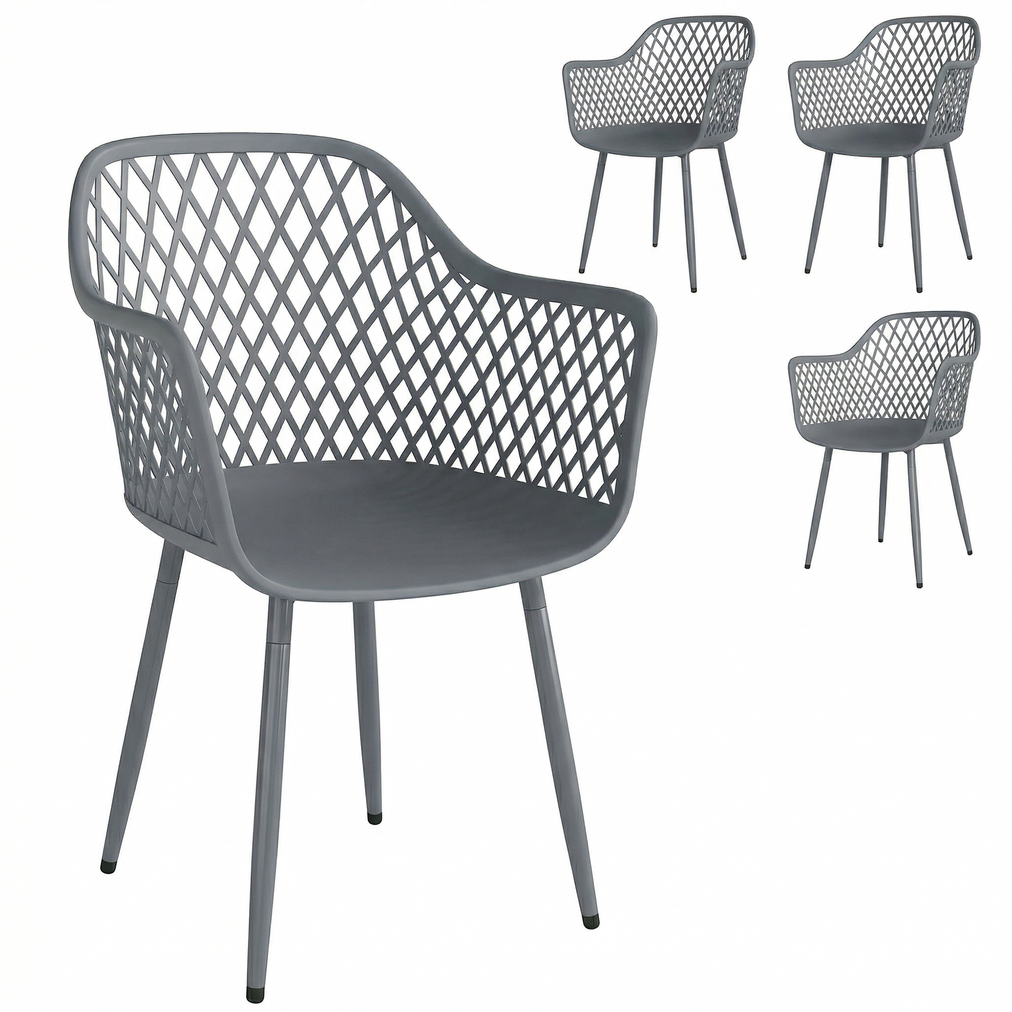 Gartenmöbelset, 4er-set, 56 X 51 X 84 Cm, Dunkelgrau