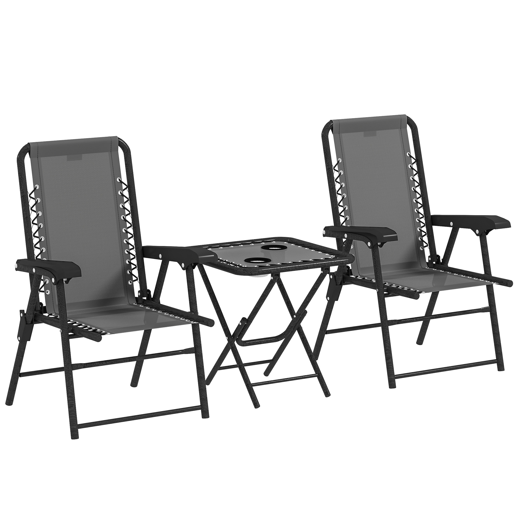 Gartenmöbel-set, Tisch Und Passende Sitzgelegenheiten, 65 X 61 X 91 Cm, Dunkelgrau
