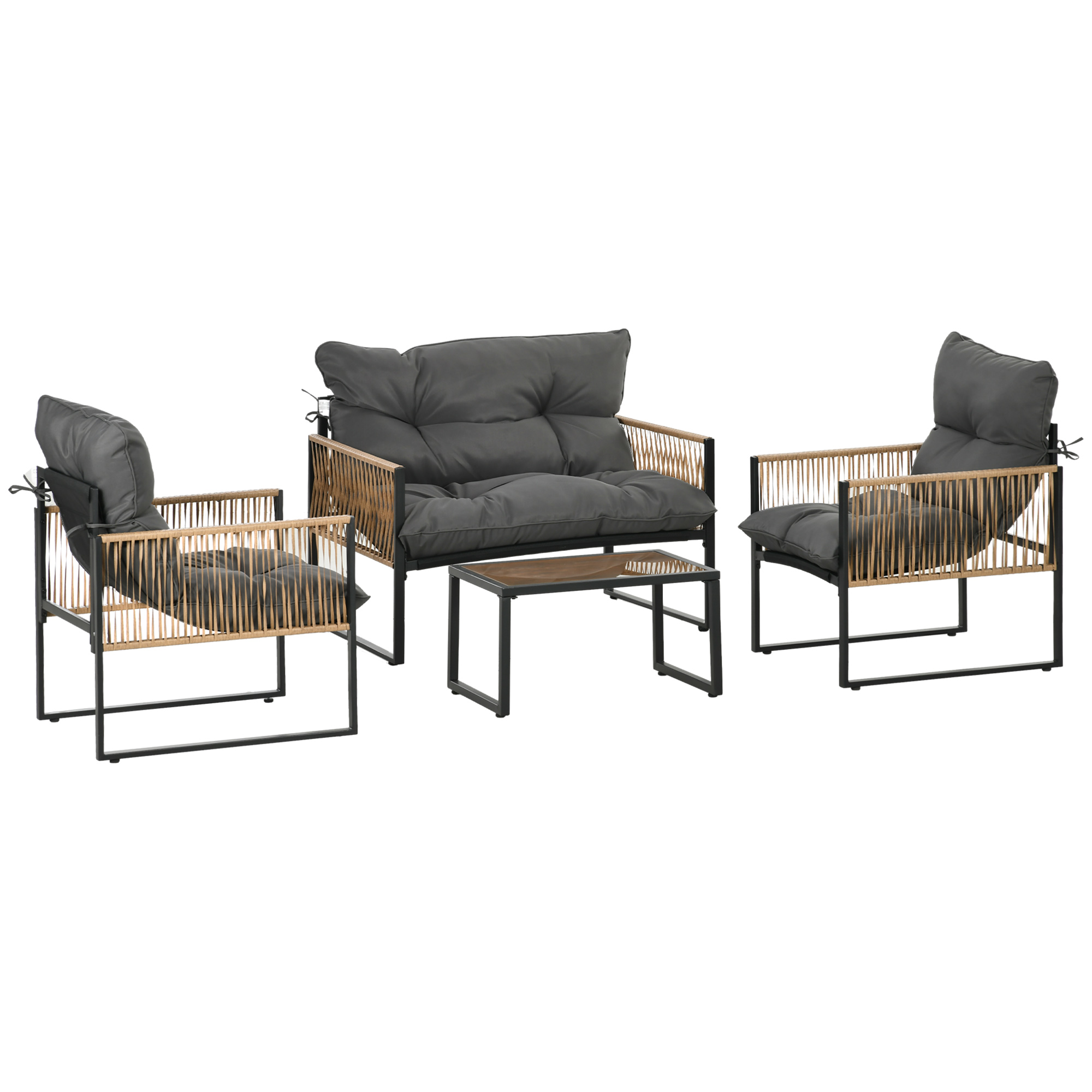 Gartenmöbel-set, Tisch Und Passende Sitzgelegenheiten, 106 X 70 X 72 Cm, Dunkelgrau