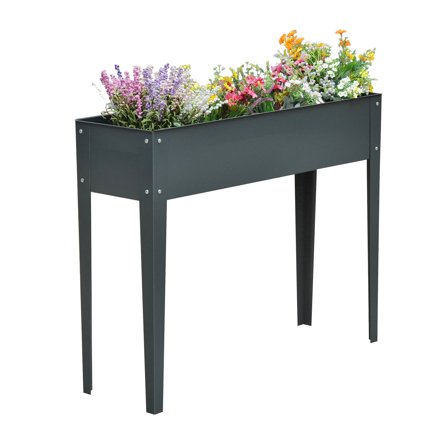 Hochbeet, Offener Boden, 100 X 30 X 80 Cm, Dunkelgrau