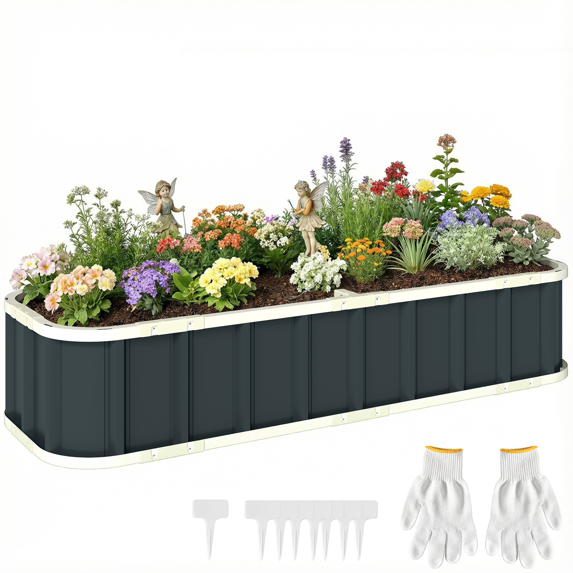 Hochbeet, Verzinkter Stahl, 165 X 52 X 31 Cm, Dunkelgrau