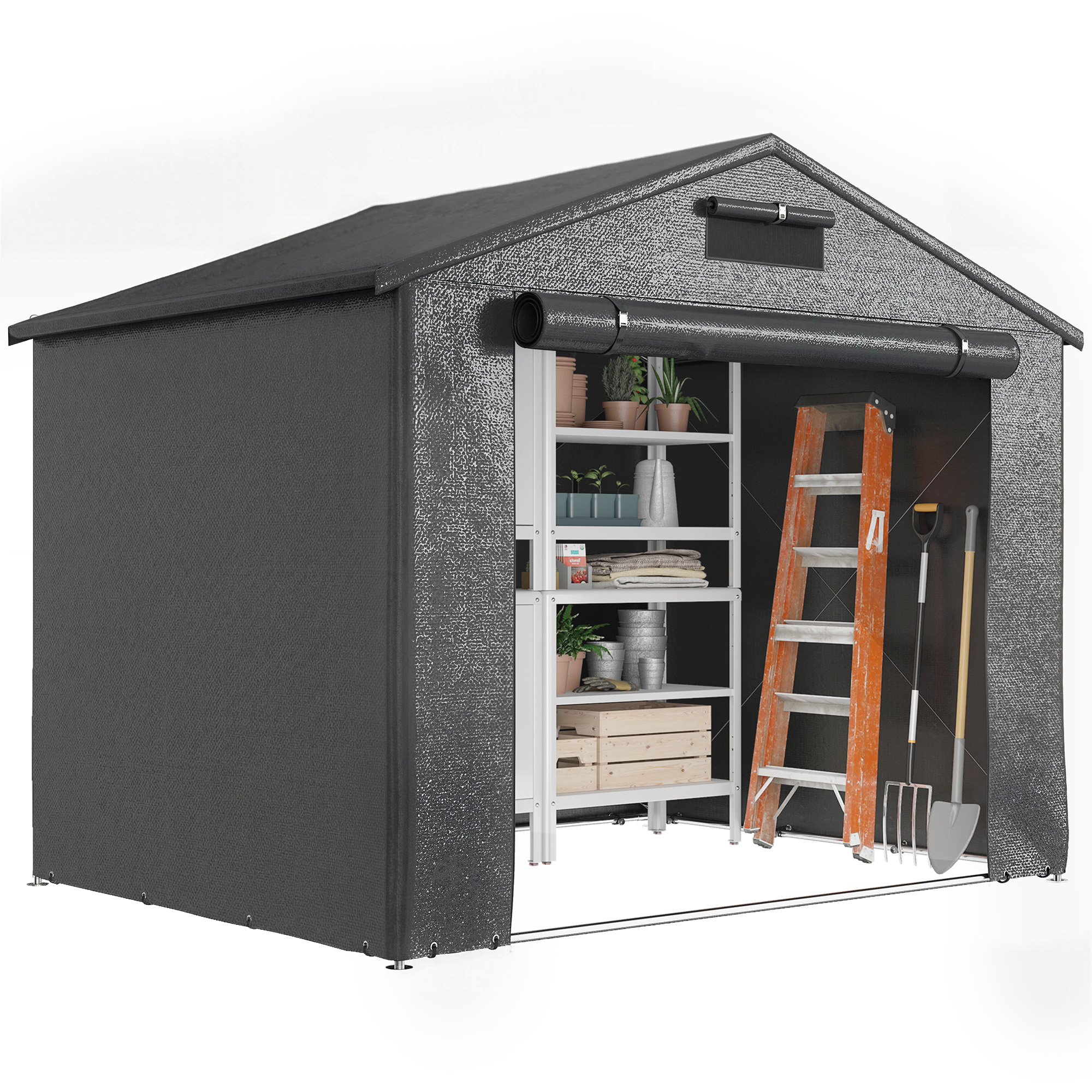 Garagenunterstand, Wasserdicht, 247 X 180 X 202 Cm, Dunkelgrau