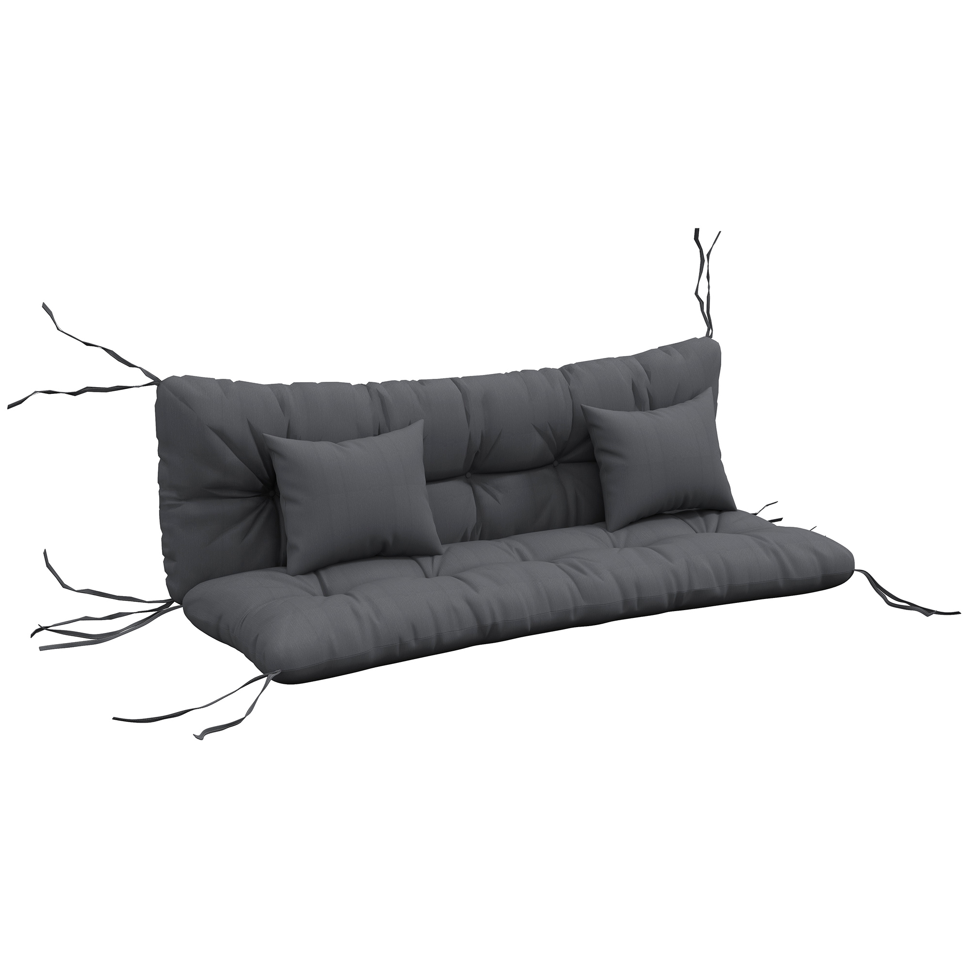 Set Aus 4 Außenkissen, Für Hollywoodschaukel, 150 X 50 X 10 Cm, Dunkelgrau