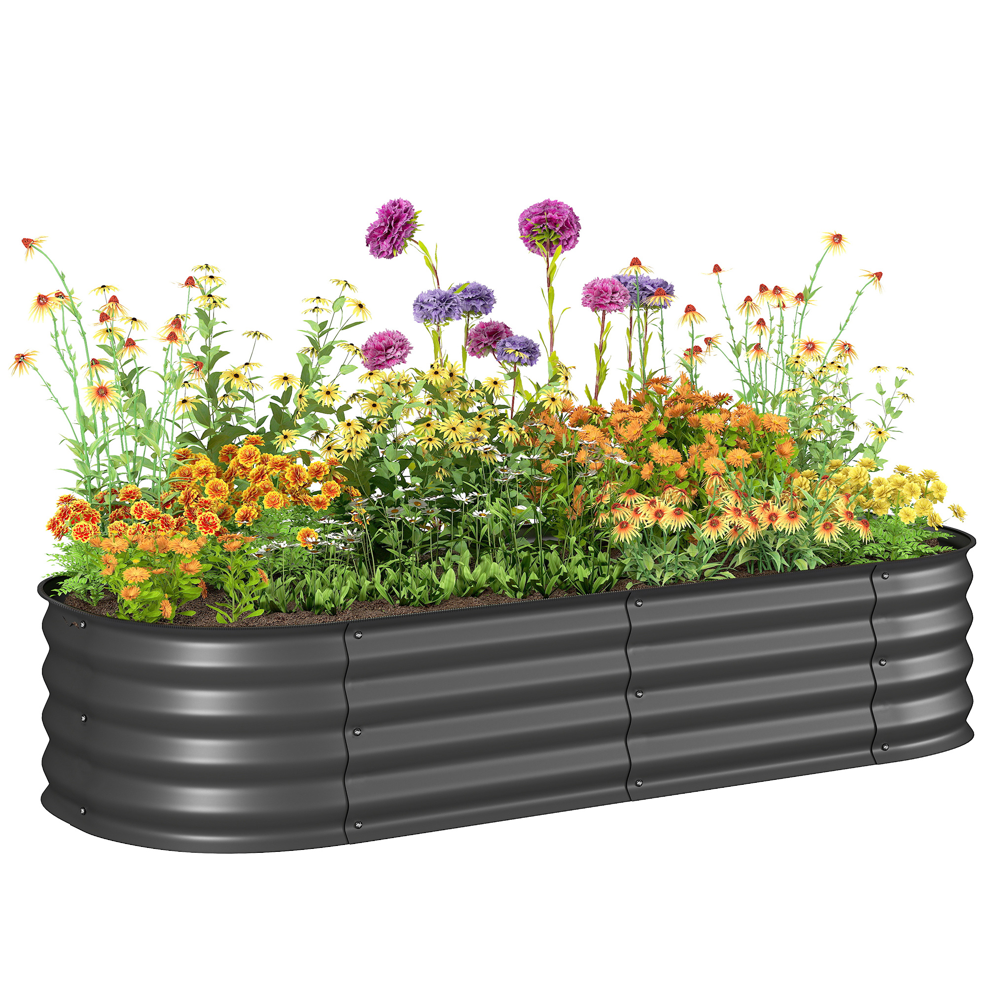 Modulares Hochbeet, Aus Stahl, 150 X 62 X 30 Cm, Dunkelgrau