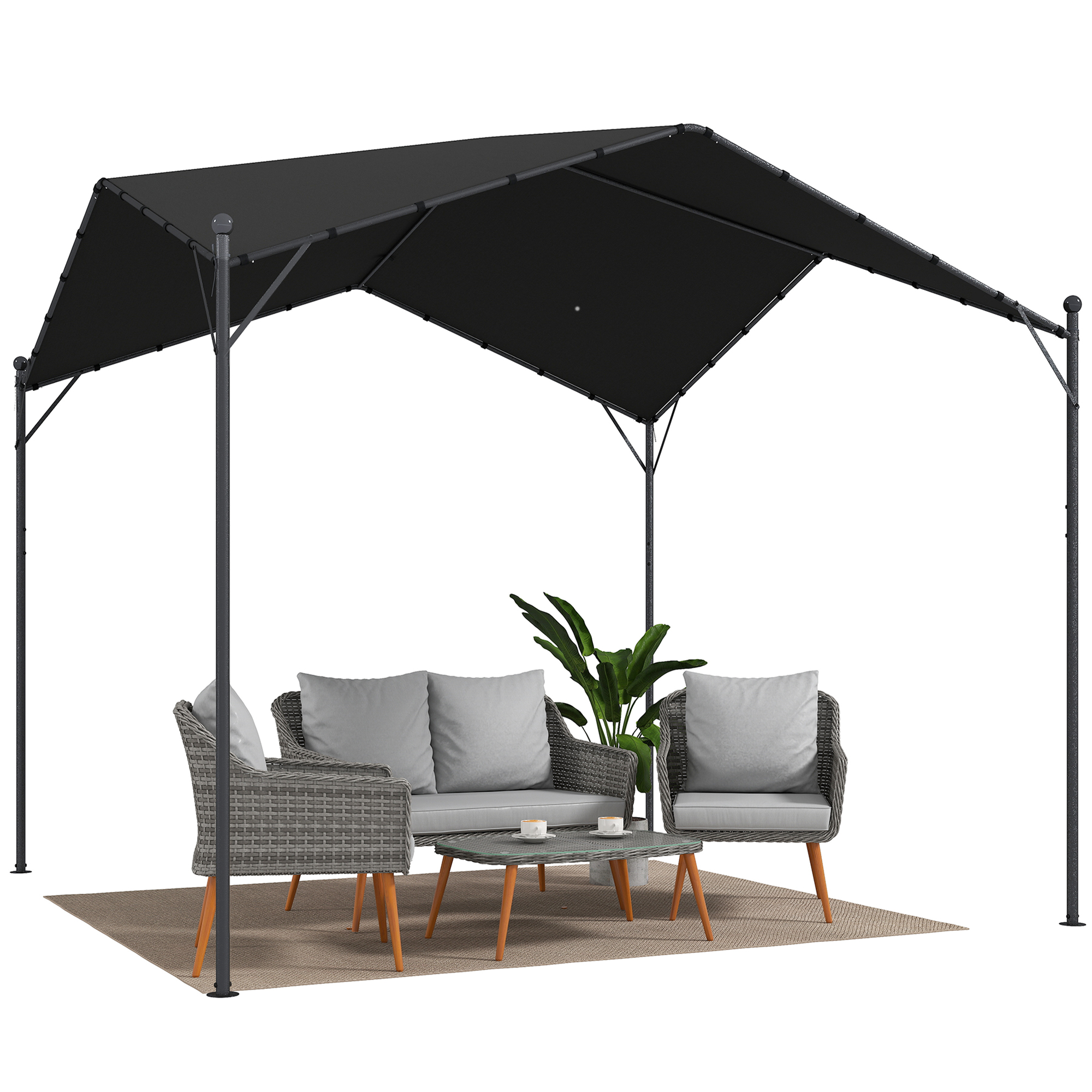 Gartenpavillon, Dach Mit Zwei Ebenen, 300 X 300 X 280 Cm, Dunkelgrau