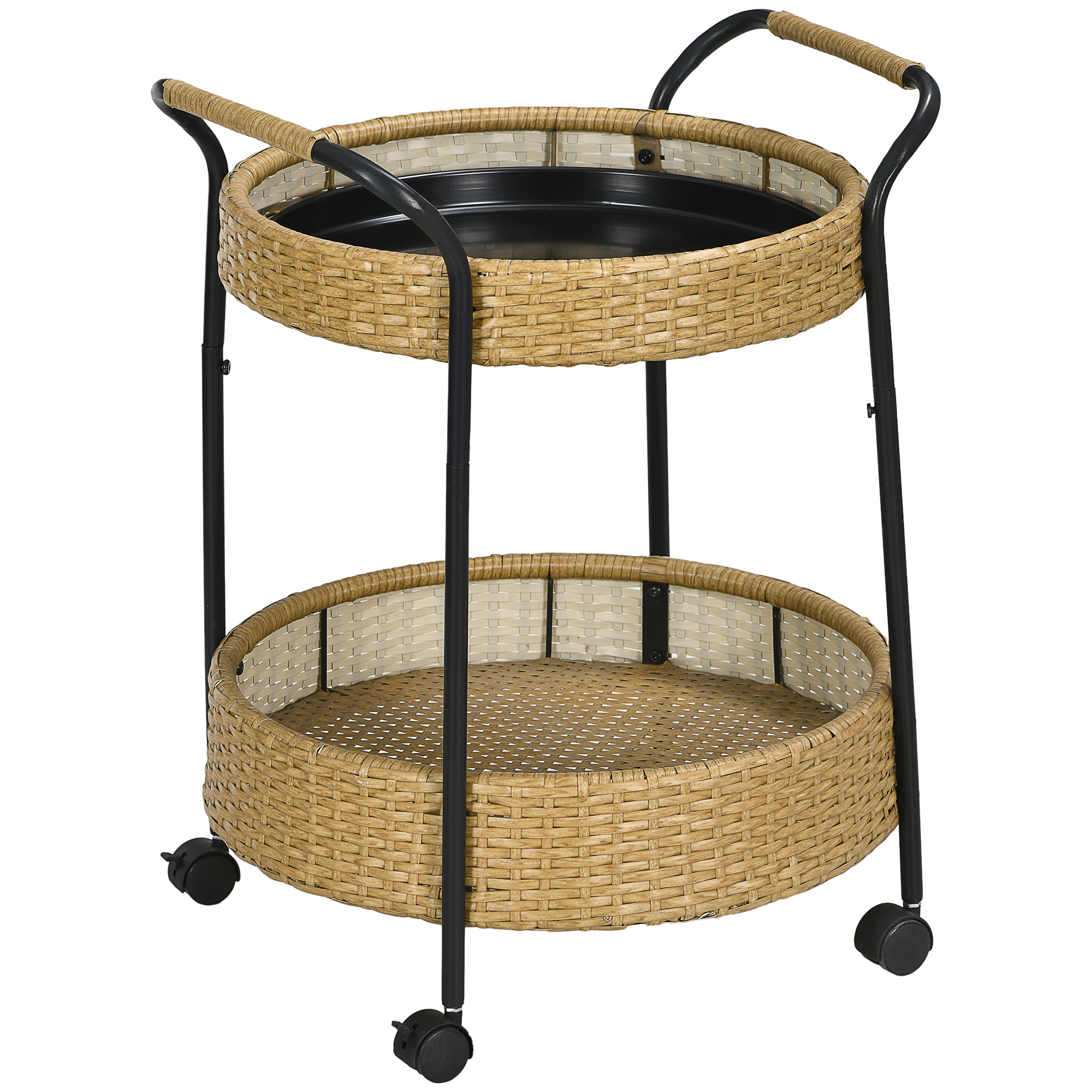 Servierwagen, Mit 2 Ebenen, 50 X 50 X 66 Cm, Gelb