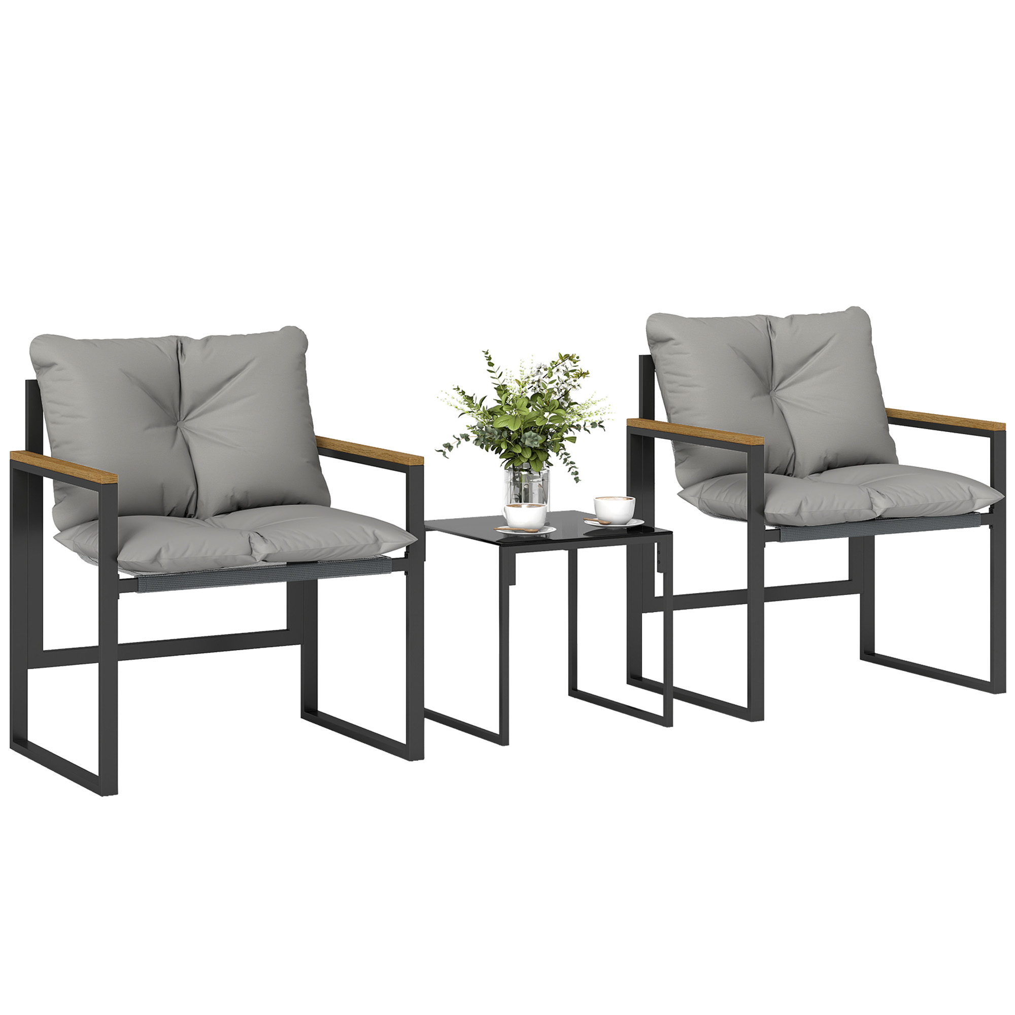 Gartenmöbelset, Mit Kissen, 64 X 62 X 68 Cm, Grau