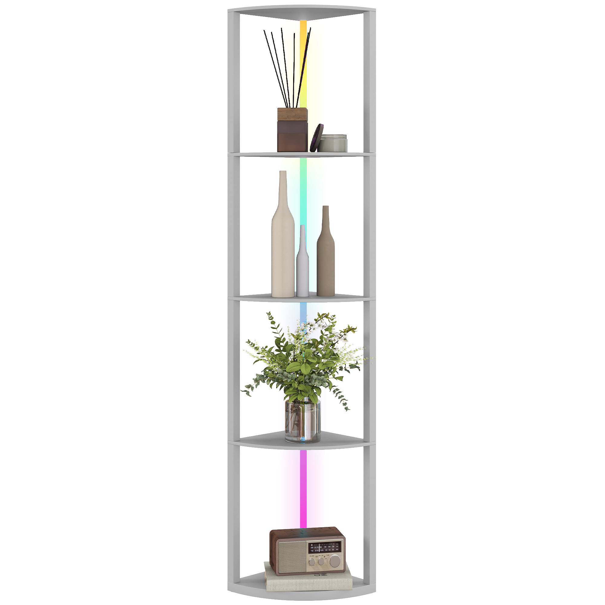 Stehlampe Mit Integrierten Regalen, 42 X 29,5 X 163 Cm, Grau